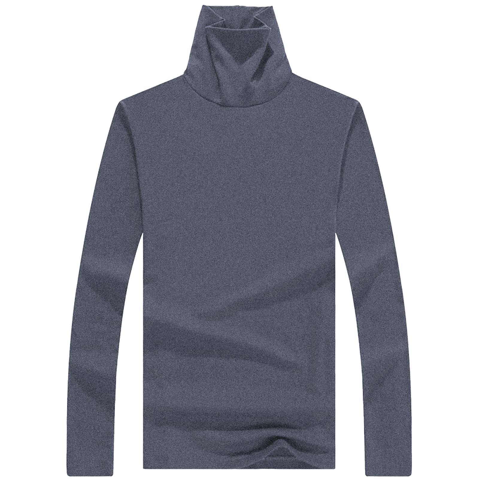 Haut à col Montant pour Homme - Col roulé - Manches Longues - sous-vêtements Thermiques - Coupe ajustée - Pull Basique - Couleur Unie
