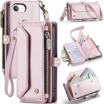 étui pour iPhone 16E (2025) / 17E (2026), étui portefeuille multifonction pour hommes et femmes avec support, blocage RFID, fermeture magnétique et zip pour iPhone 16E / 17E 6,1" (Noir)