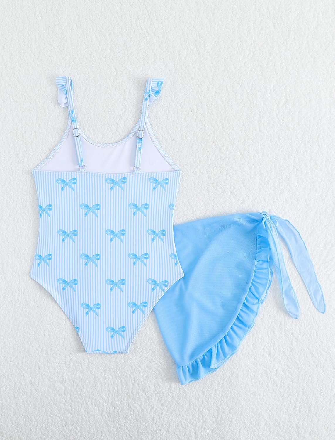 IDOPIP Girls One Piece Swimsuit with Beach Cover up Wrap Skirt Print Bikini Set 2 Piece Bathing Suit for Kids Swimwear 4-7T
