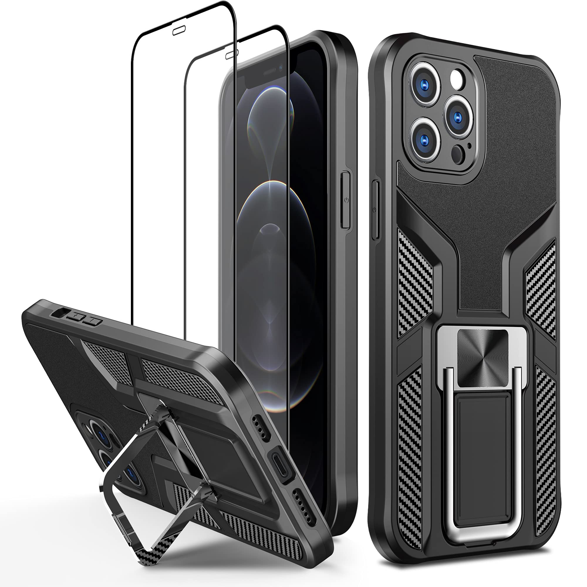 OJBK Designed for iPhone 12 Pro Max Case 6.7 Inch, [Armor-Level Protection] with [2 x Tempered Glass Screen Protector] 360 Full Body Coverage Protective Shockproof Phone Cover