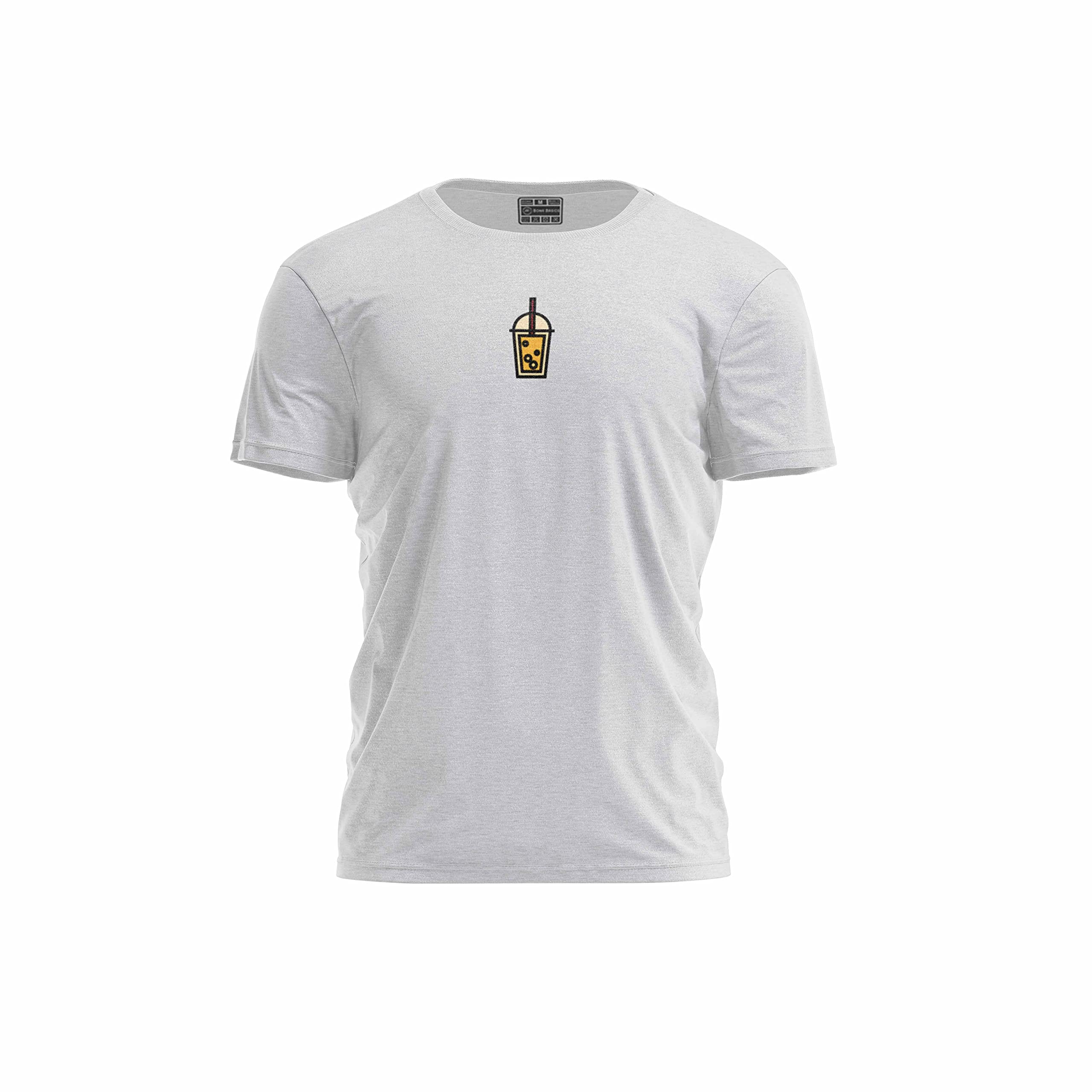 Bona Basics, Digitally Printed, Men's Basic T-Shirt,%70 Cotton%30 Polyester, Grey, Casual, Men's Tops, Size: S
