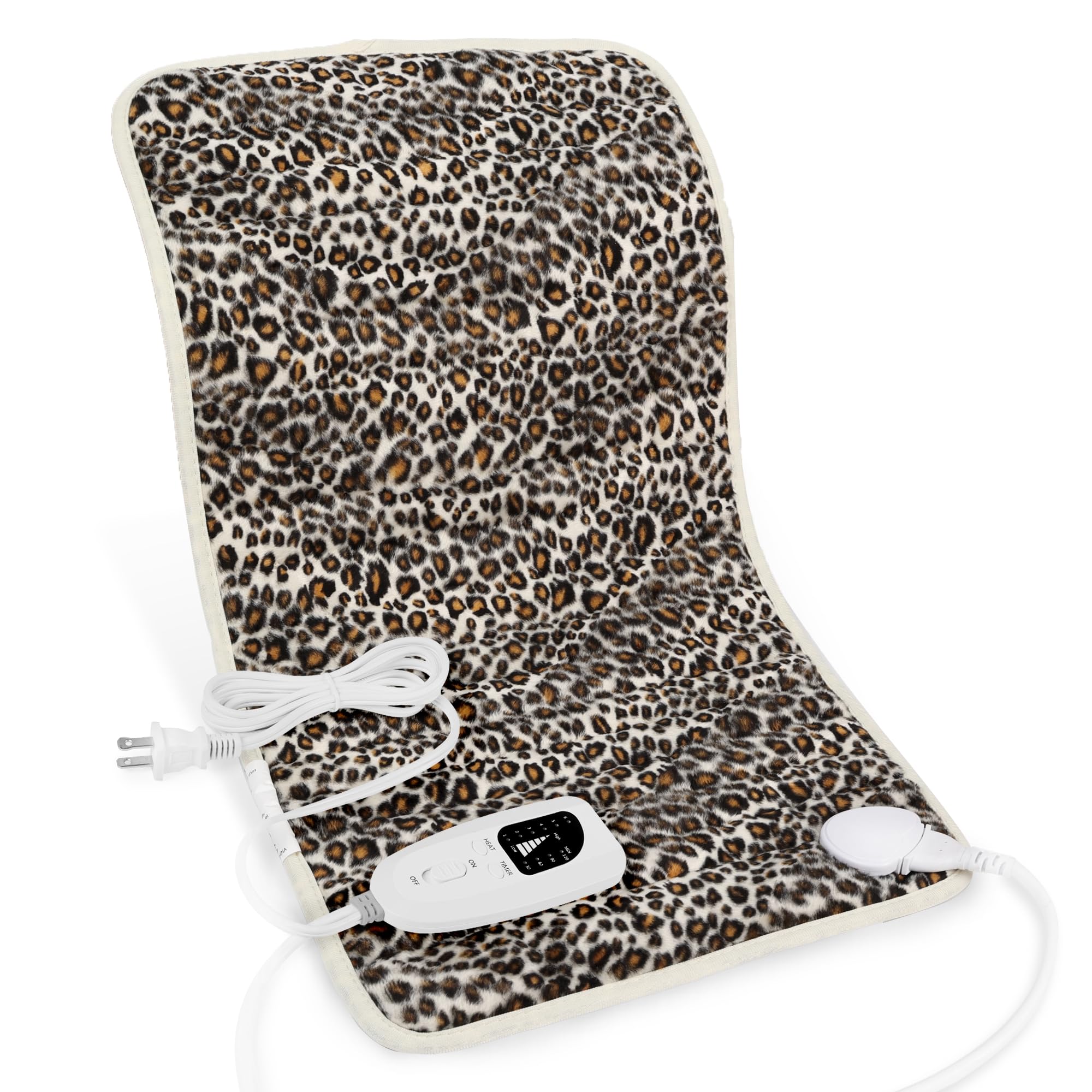 Heating Pad-Electric Heating Pads for Back,Neck,Abdomen,Moist Heated Pad for Shoulder,Knee,Hot Pad for Arms and Legs,Dry&Moist Heat & Auto Shut Off(Leopard Print, 12''×24'')