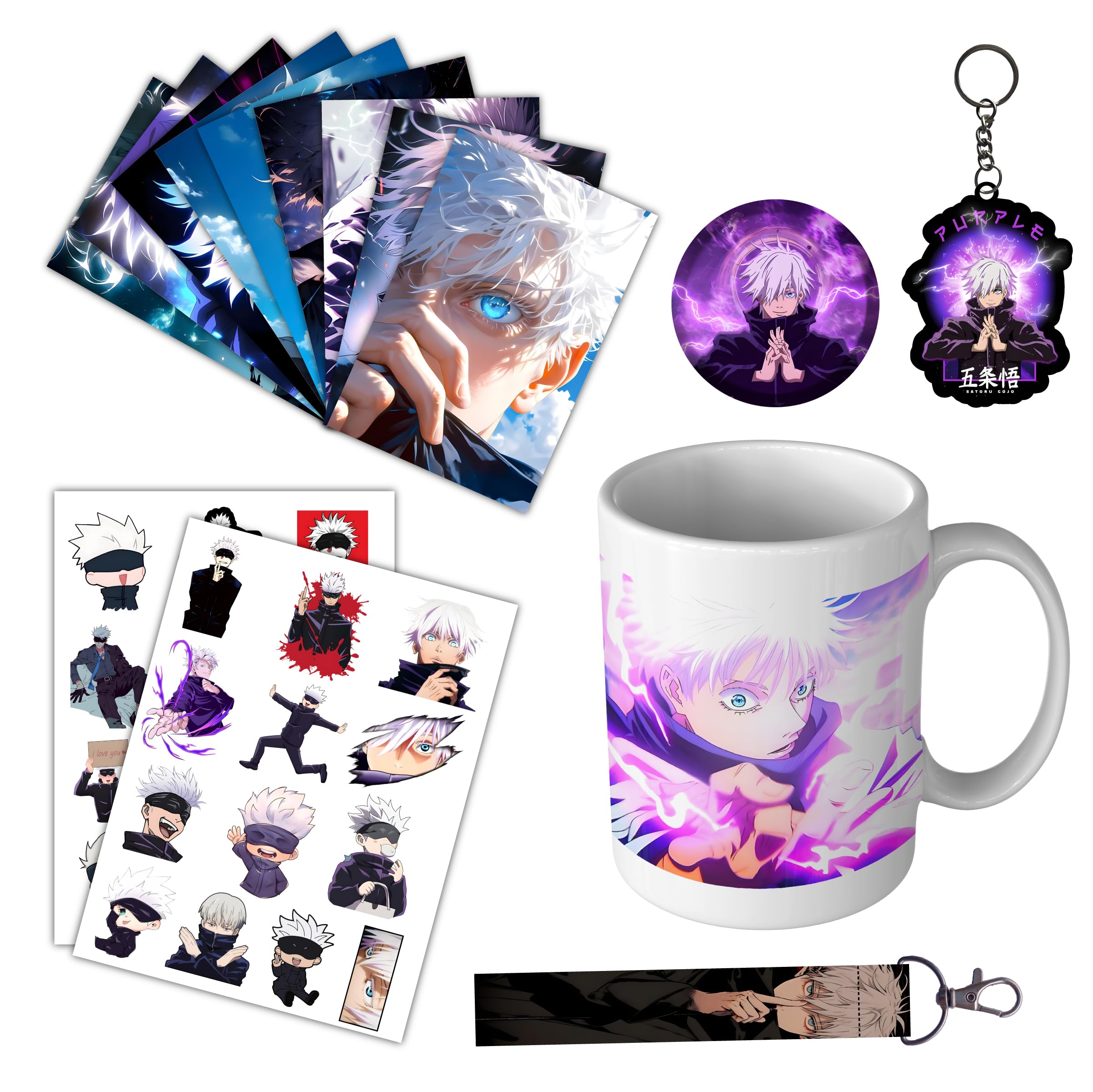 woopme Satoru Gojo Gift Kit For Kids Boys Juujutsu Kasen Fans | Combo Gift Kit