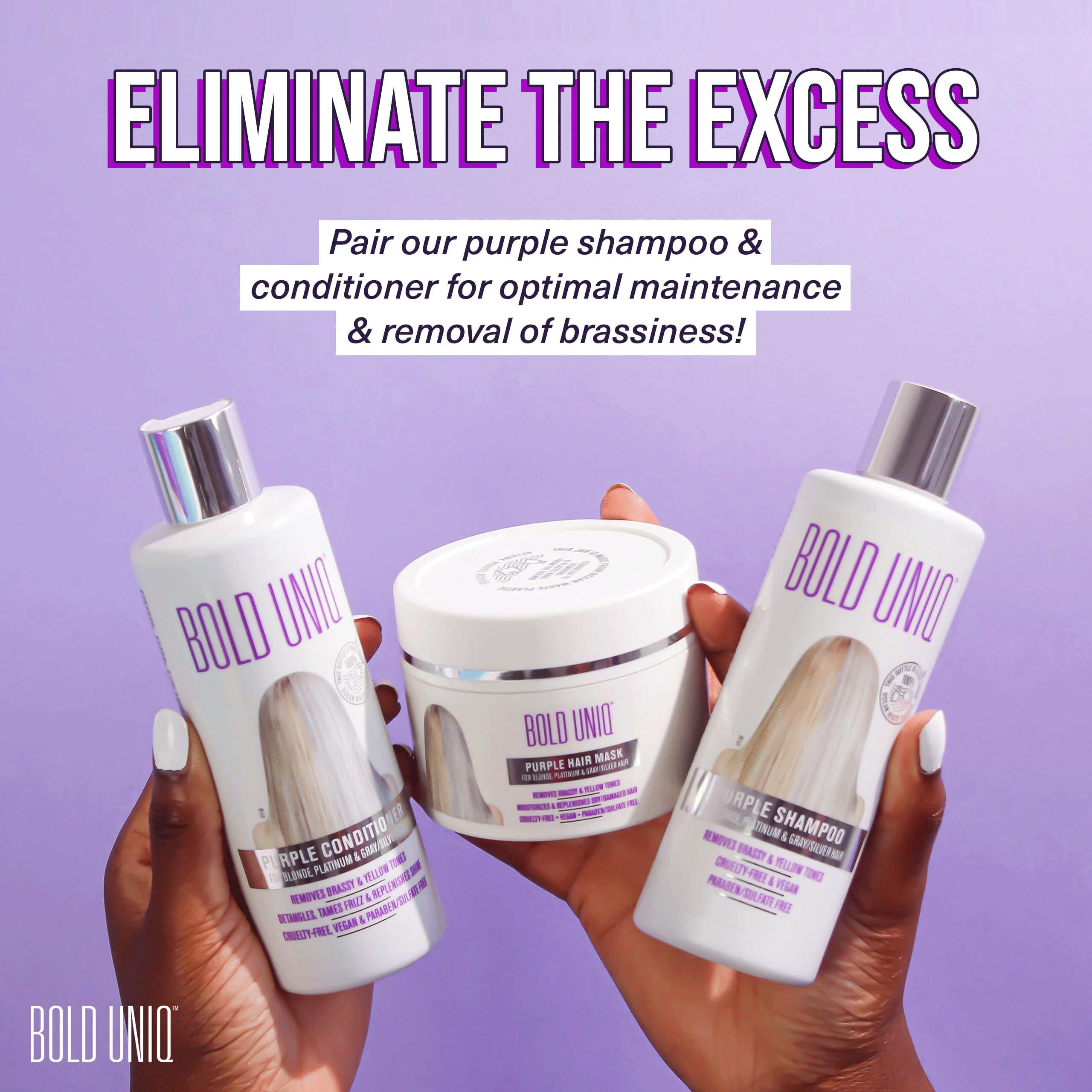 BOLD UNIQ Silber Haarmaske für silbernes und blondiertes Haar - Purple Hair Mask - intensive Haarpflege für trockenes, strapaziertes und geschädigtes Haar, 200 ml