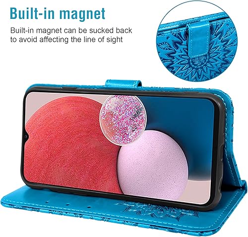 Miniatura 4 de Asuwish Funda de teléfono para Samsung Galaxy A13 LTE 4G con protector de pantalla de vidrio templado y funda delgada de cuero con tapa para