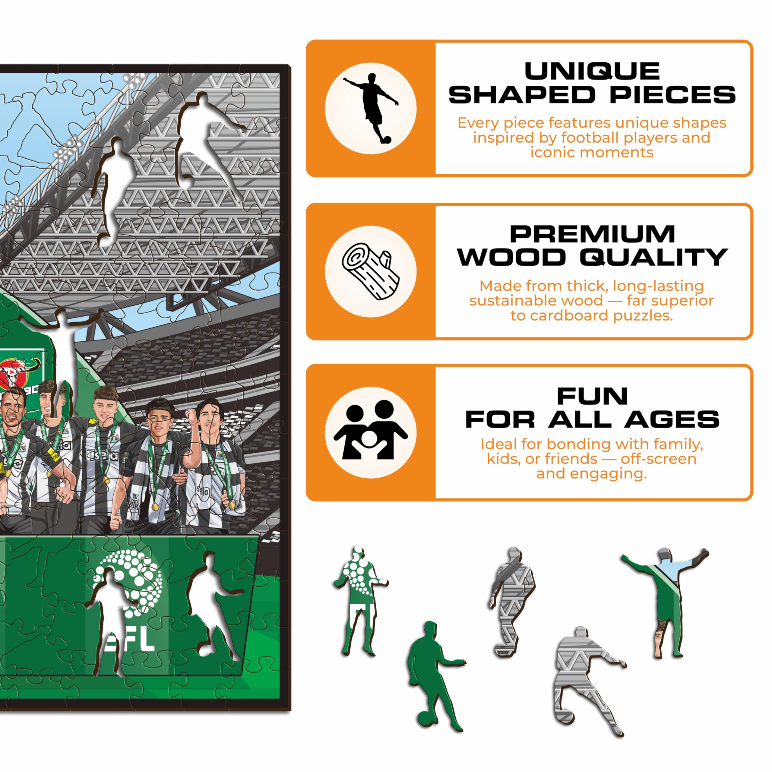 Iconic Puzzles - Drewniane puzzle, kolorowe, rozmiar M, Carabao Cup Winners-M