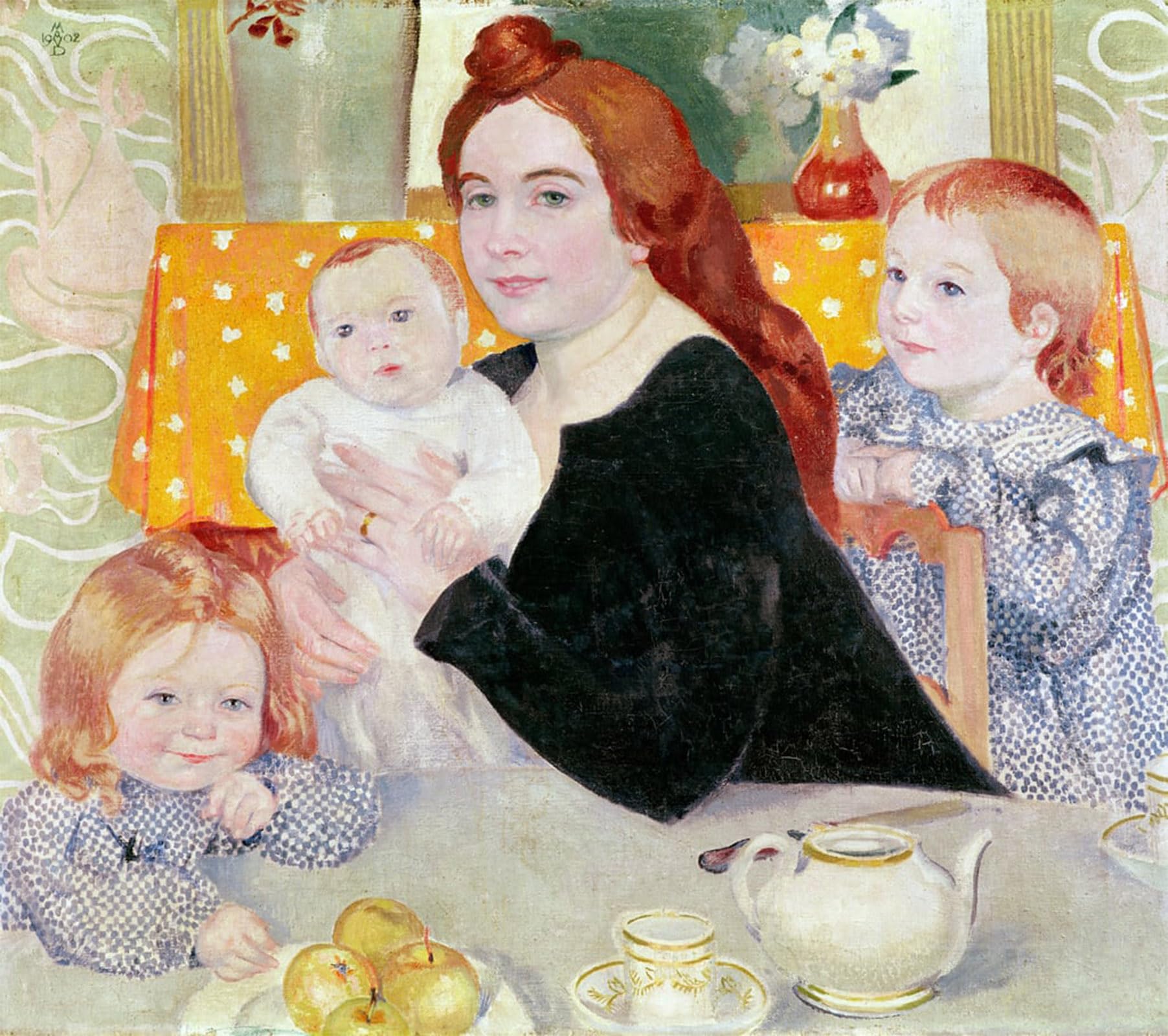 SERENDIPITP Retro Picture Poster Wall Art Pictures Painting Large Family Portrait Inand Yellow by Maurice Denis Wall Art Canvas Print for Wall Decor 60x90cm