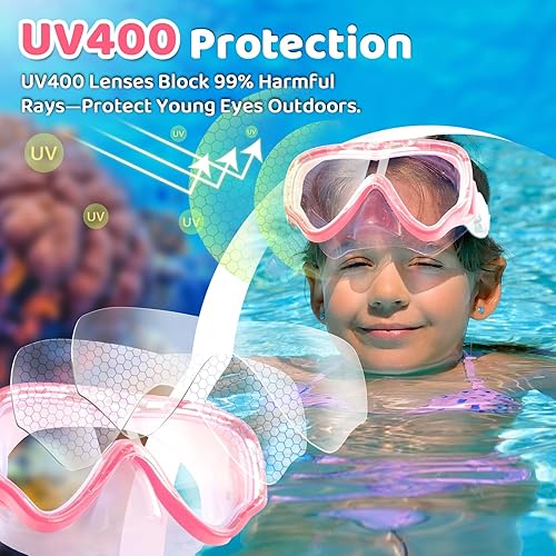 Miniatura 8 de Vvinca Gafas de buceo para niños, máscara de buceo, gafas de natación con cubierta de nariz y correas para niños y jóvenes de 6 a 14 años