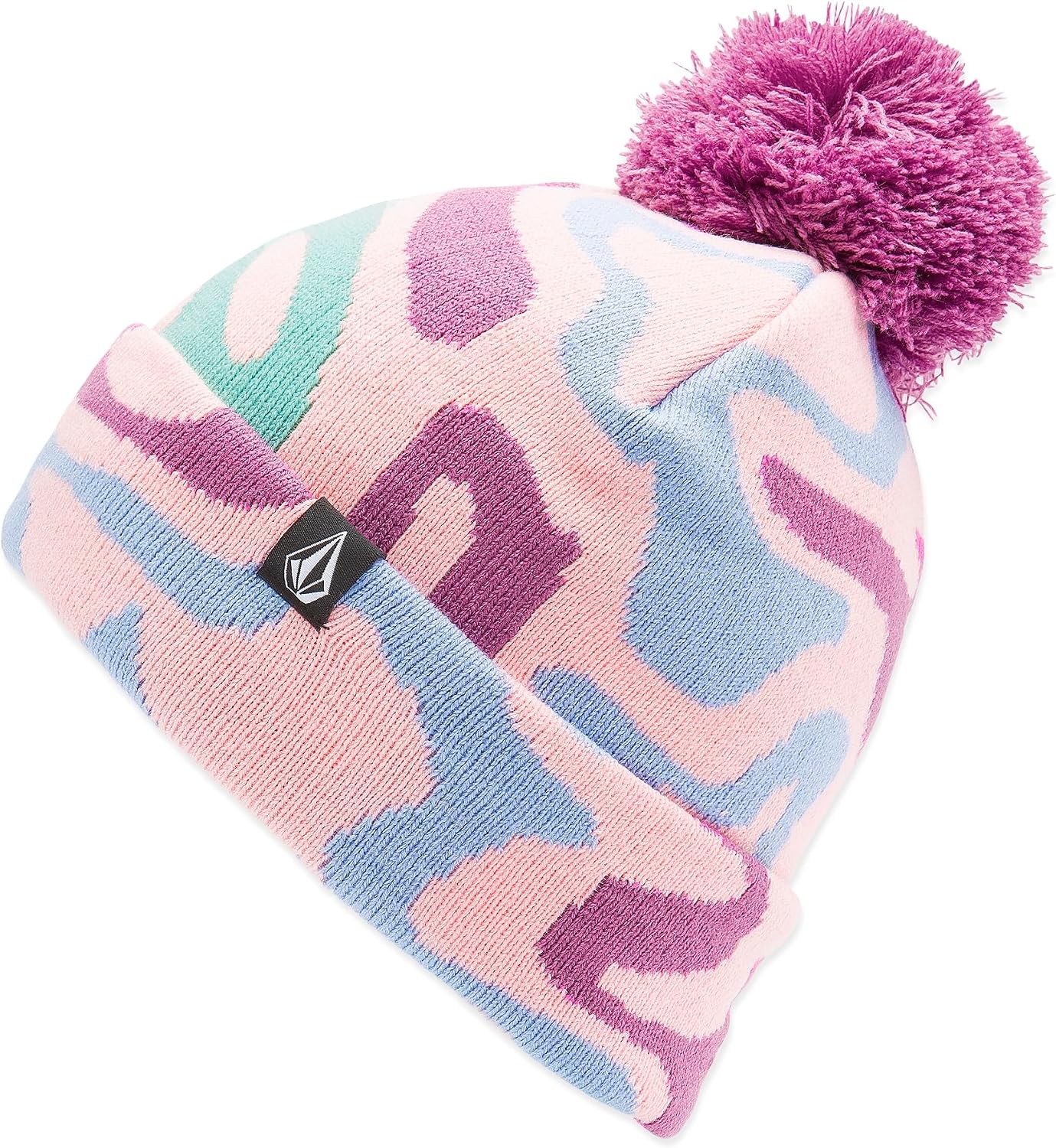 Volcom Girls' Camoblast Rollover Pom Beanie