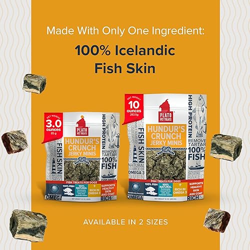Miniatura 4 de Hundur's Crunch - Golosinas para perros con piel de bacalao de un solo ingrediente - Minis
