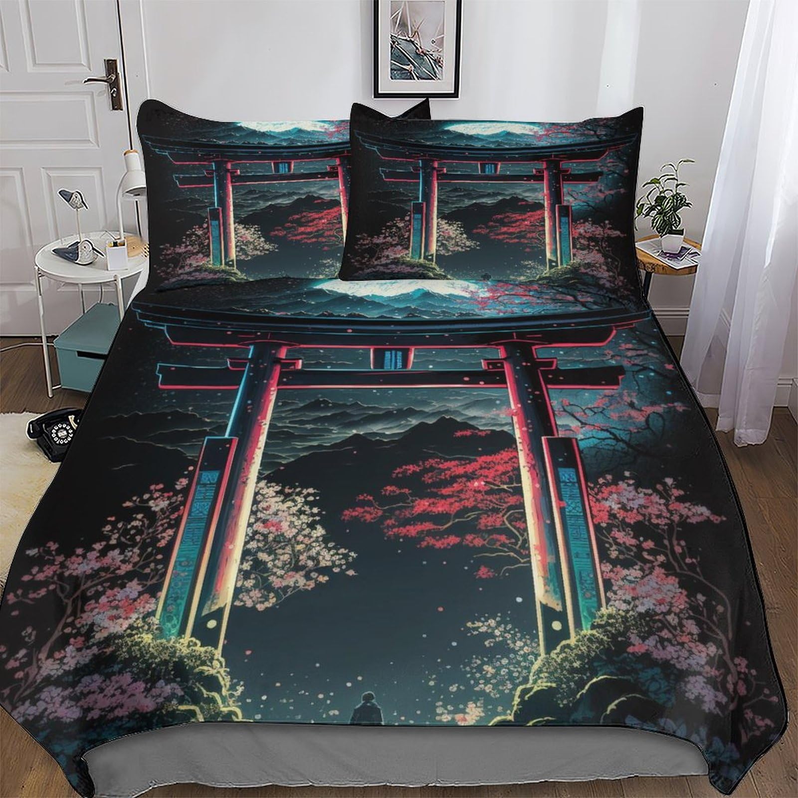 Housse de couette 3D et taie d'oreiller microfibre douce lit adulte enfant King 220x240