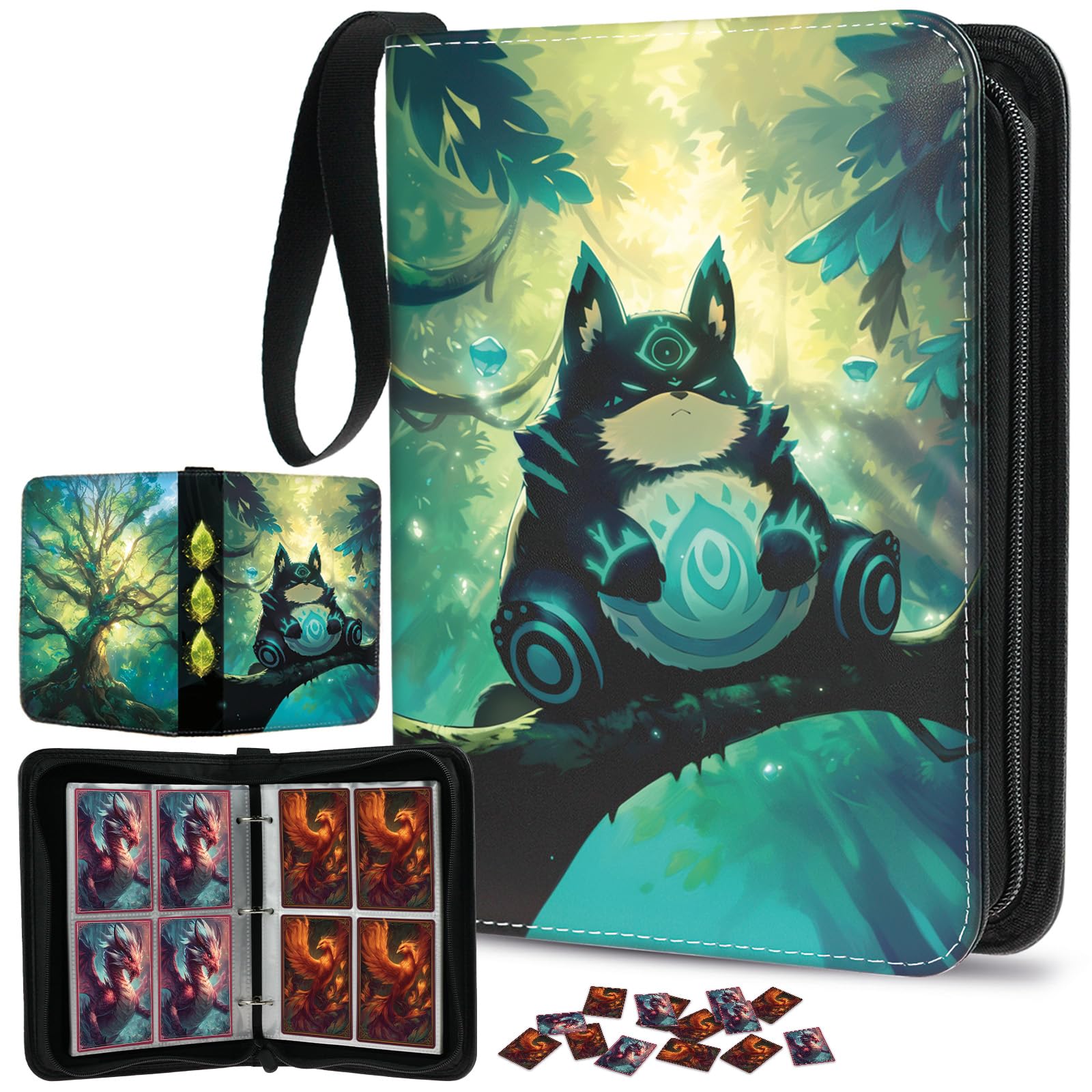 Trading Card Binder 400 Pockets, TCG Card Album for Standard Size Game Cards, Sports Card, Fits 400 Cards with 50 Removable Sleeves, Portable Card