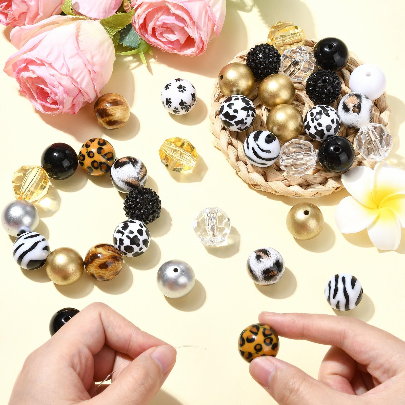 10 Pcs 20mm Matte Silver Acrylic Beads - Chunky Bubble Gum Beads For Jewelry Making & Crafts