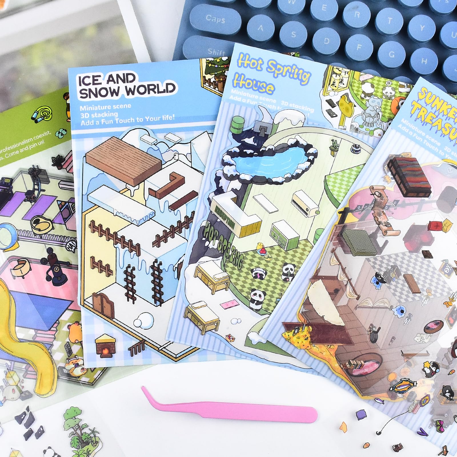 Adult Crafts 8 PCS 3D House Stickers, 3D Sticker Scene, 3D Stickers ...