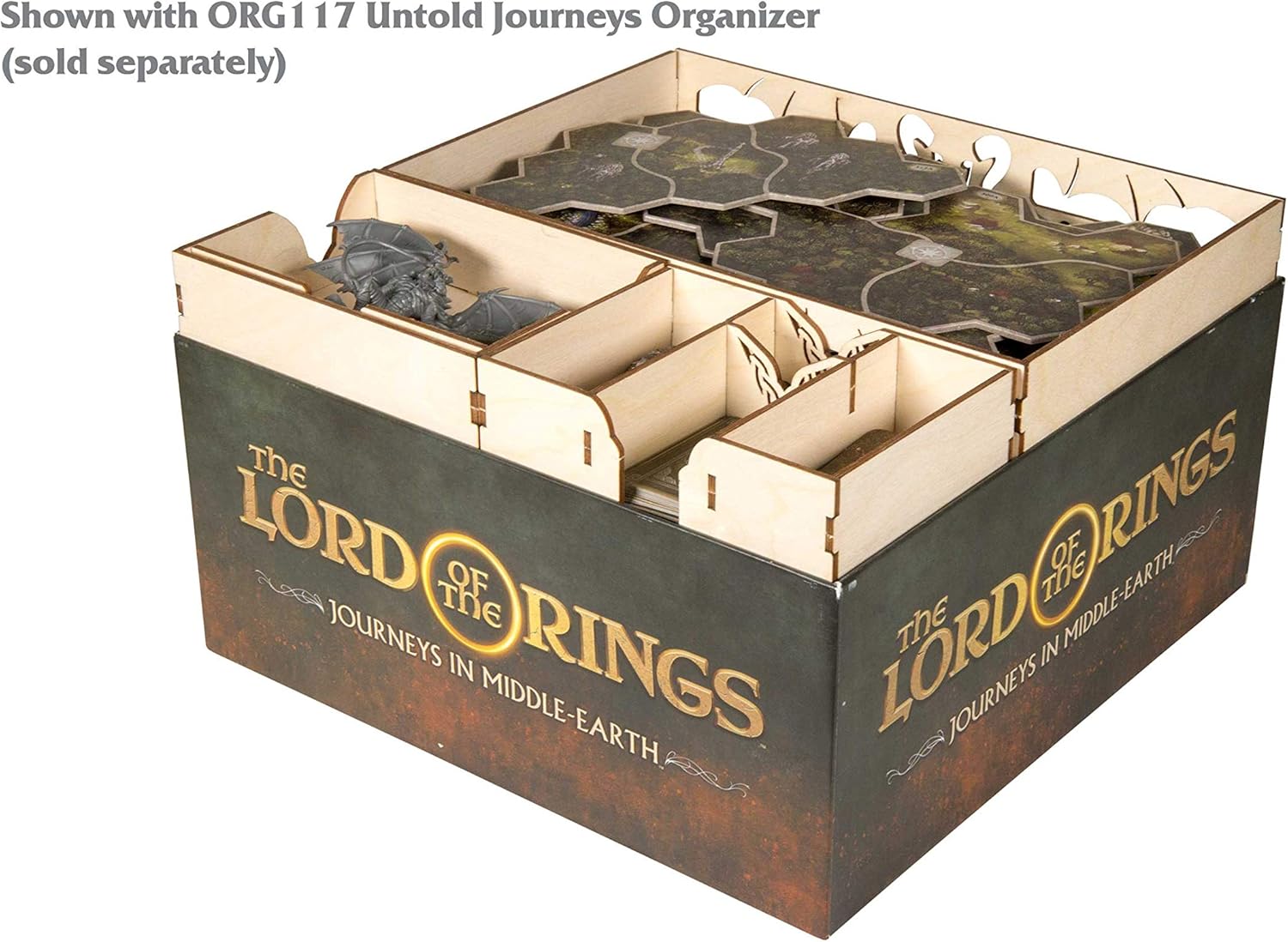 The Broken Token Untold Journeys Box Organizer for The Lord of The Rings: Shadowed Path - Wood Storage Box with Multiple Trays - Wooden Game Organizer