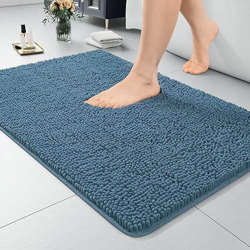 Miniatura 90 de LOCHAS - Tapete peludo, lavable, antideslizante y absorbente de 24 x 17 pulgadas, para baño, bañera o ducha, afelpado, de felpilla, suave, color