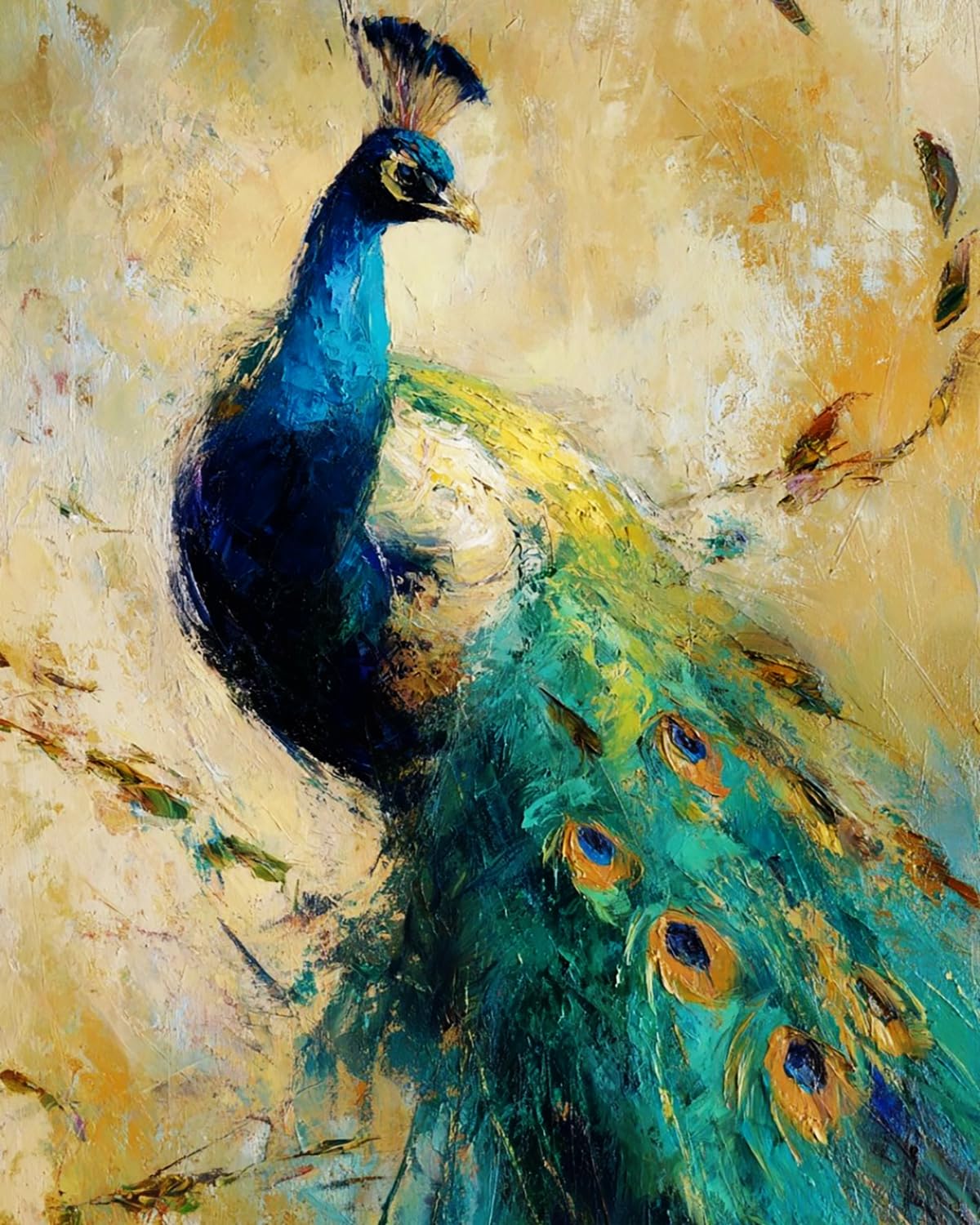 LIUBAISHI Paint by Numbers Kit for Adults – Large 16x20 | Wall Art Painting for Living Room, Stress Relief Craft, Hobby Gift Set with Paints and 3 Brushes-Peacock Stream