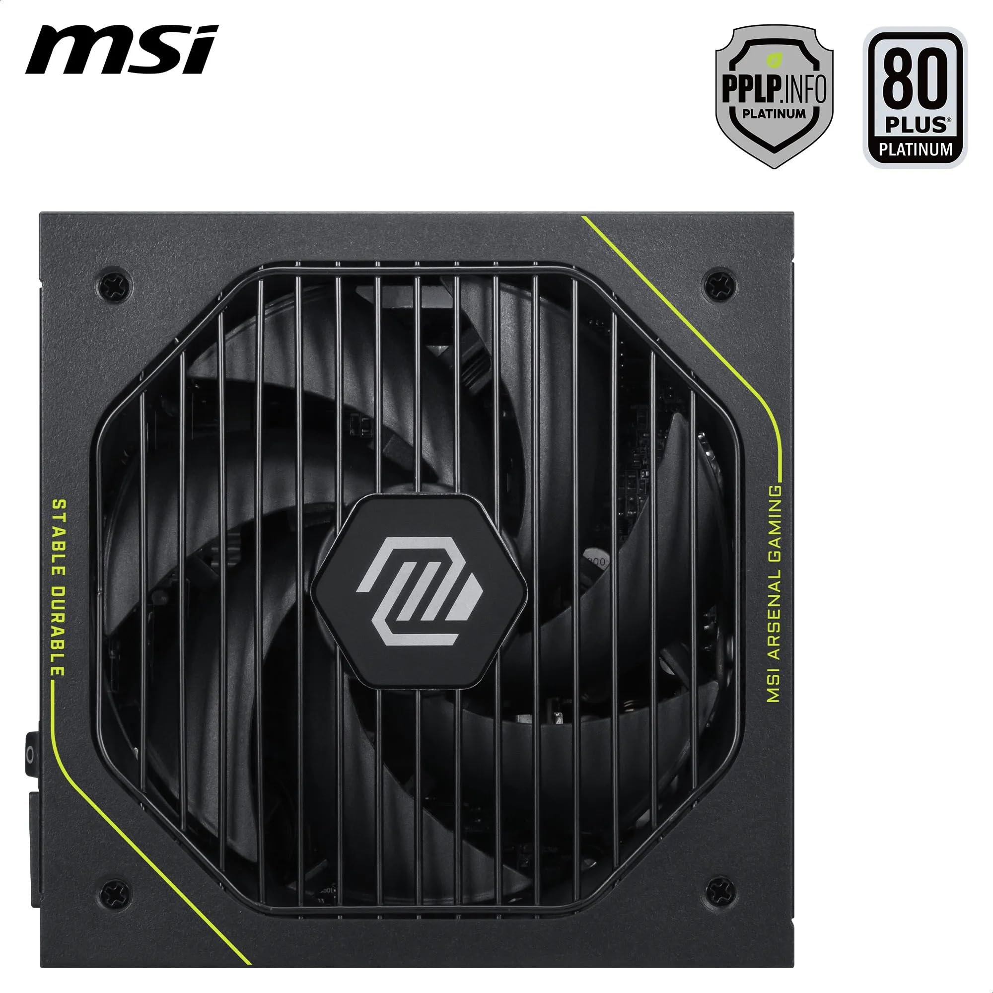 MSI MAG A1200PLS PCIE5 Alimentazione PC, 1200W, ATX, 80 Plus Platinum, ATX 3.1, Compatibile PCIe 5.1, Connettore nativo 12V-2x6 Bicolore, Cavi goffrati