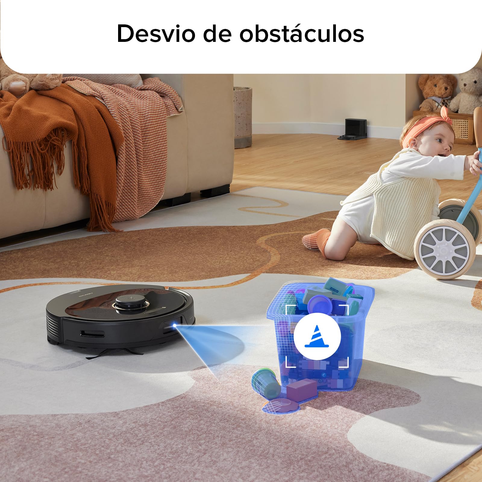Robô aspirador de pó e passa pano Roborock Q8 Max, escova