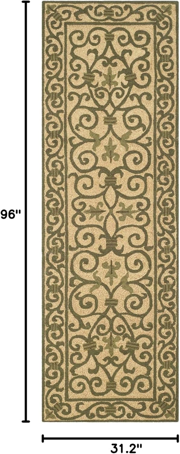 SAFAVIEH Chelsea Collection Runner Rug - 2'6" x 8', Yellow & Light Green, Hand-Hooked French Country Wool, Ideal for High Traffic Areas in Living Room, Bedroom (HK11G)