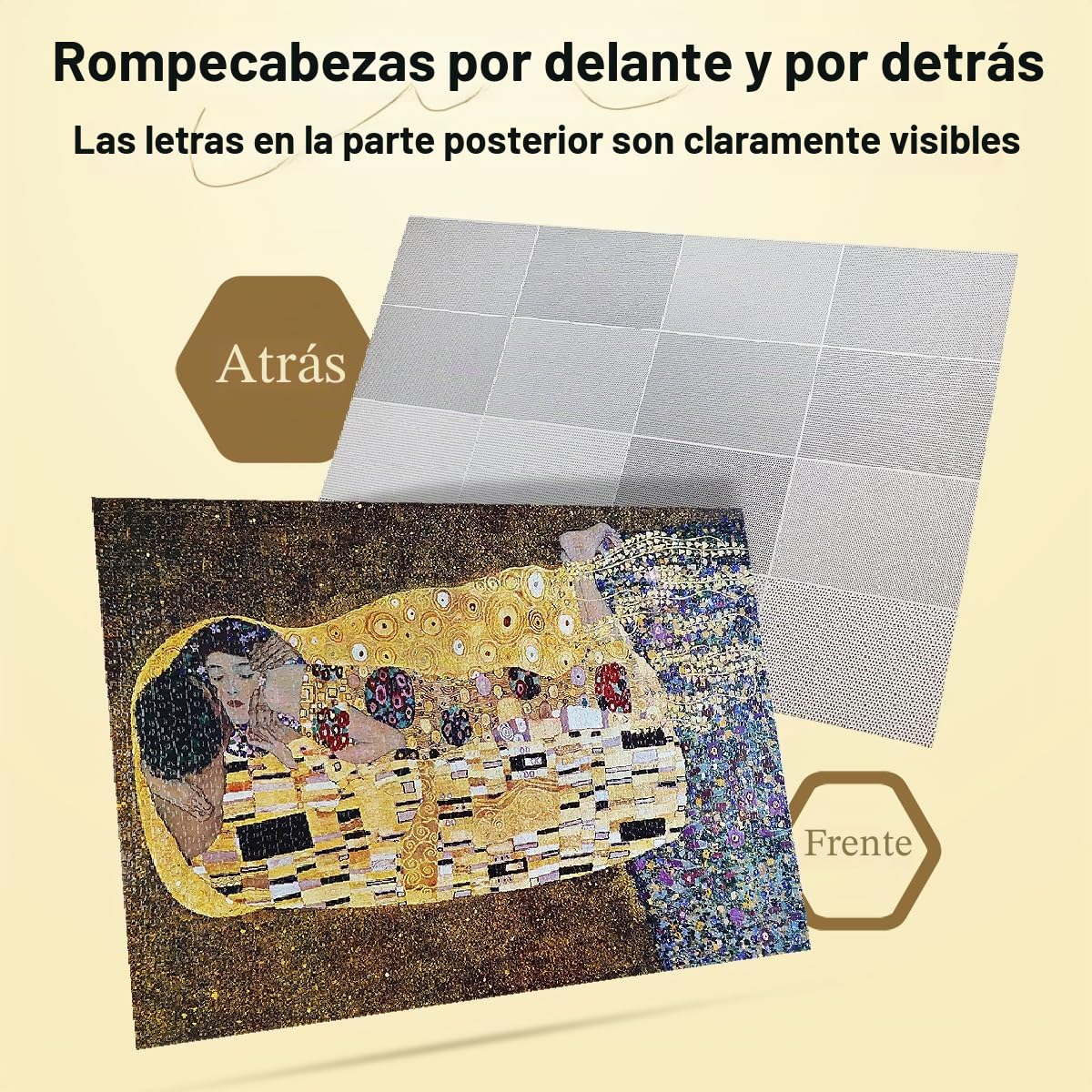 MISITU Rompecabezas de 2000 piezas para adultos, rompecabezas artístico "Kiss" de Gustav Klimt, juego familiar, rompecabezas desafiante para niños de más de 14 años