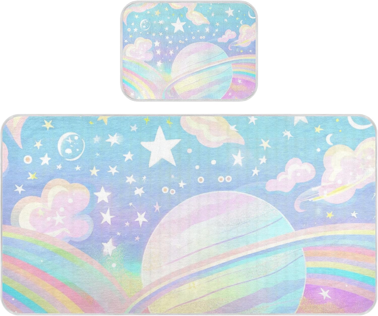 A Pastel Rainbow Sky Cooling Baby Mattress Protector Crib 28" x 52" Reusable Mattress pad for Baby&Toddler