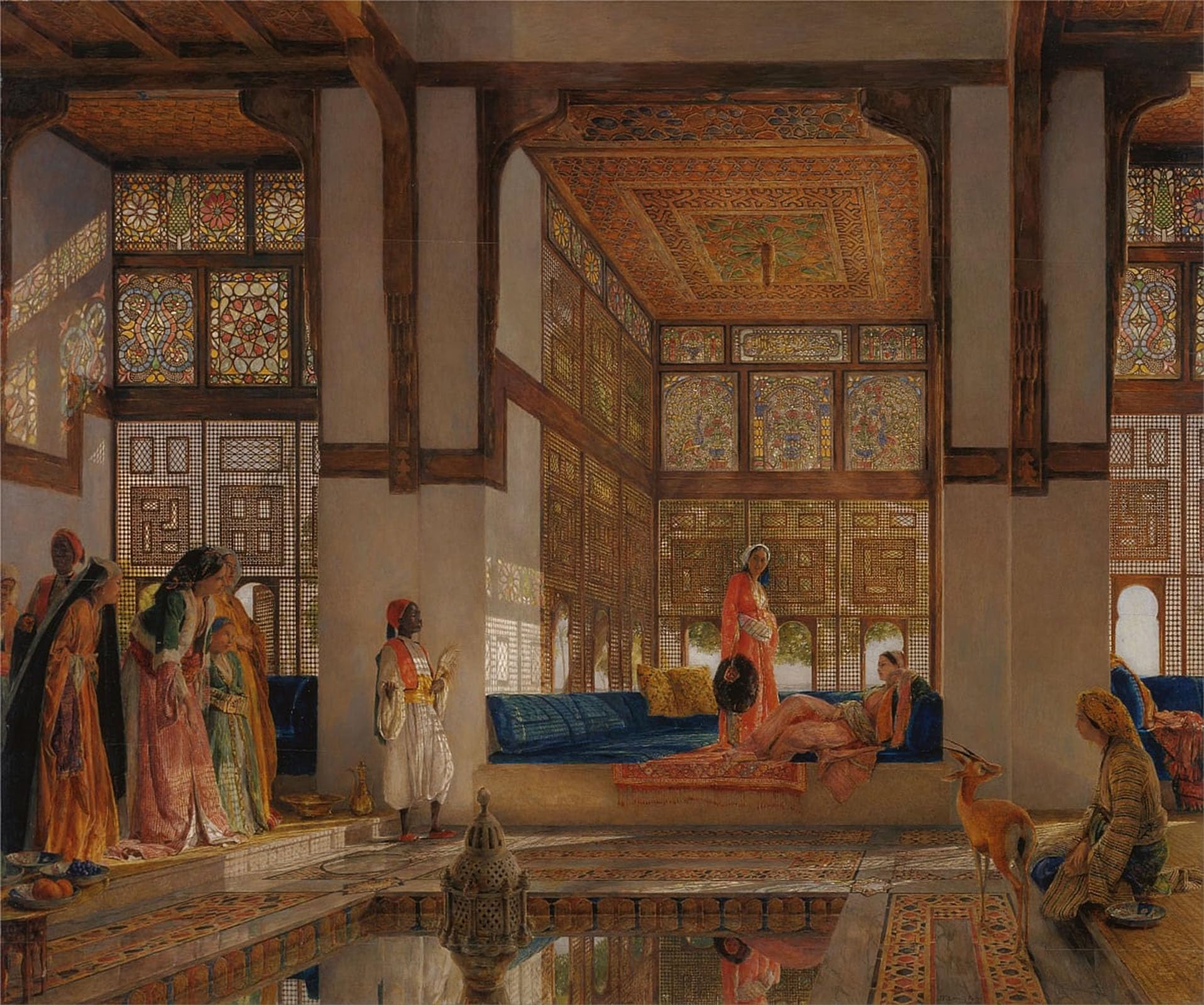 SERENDIPITP Vintage Picture Print on Canvas Wall Art Poster a Lady Receiving Visitors by John Frederick Lewis Artwork Print Poster for Wall Decor 60x90cm