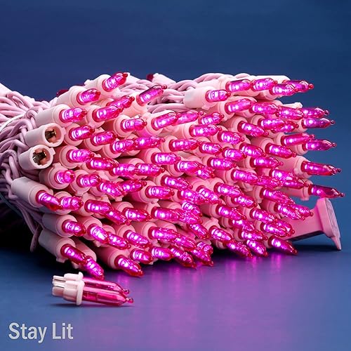 Miniatura 2 de Juego de luces LED de Navidad moradas con cable morado, 66 pies, 200 unidades con certificación UL (morado)