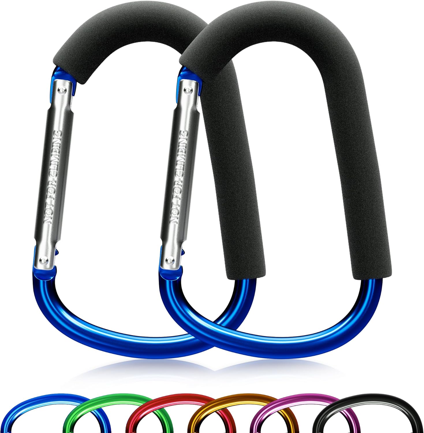 sprookber 6.7 Inch Large Stroller Hooks for Diaper Bags & Purses, Heavy Duty Mommy Hooks for Shopping, Grocery, Backpack – Baby Stroller Accessories, Set of 2 (Black) (Pack of 2)