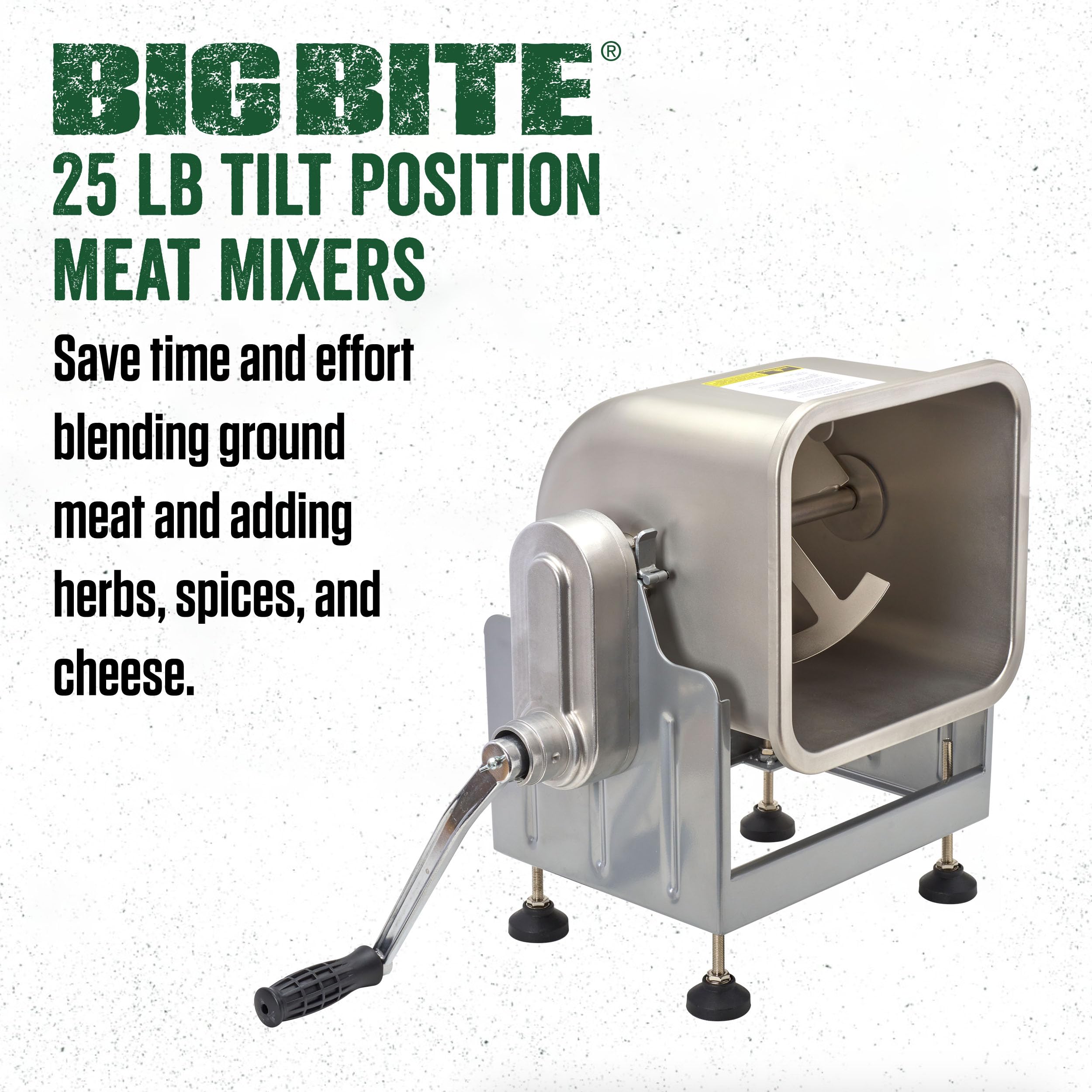 LEM Products BigBite 25 Pound Capacity Tilt Meat Mixer, Stainless Steel, Motor or Grinder Not Included