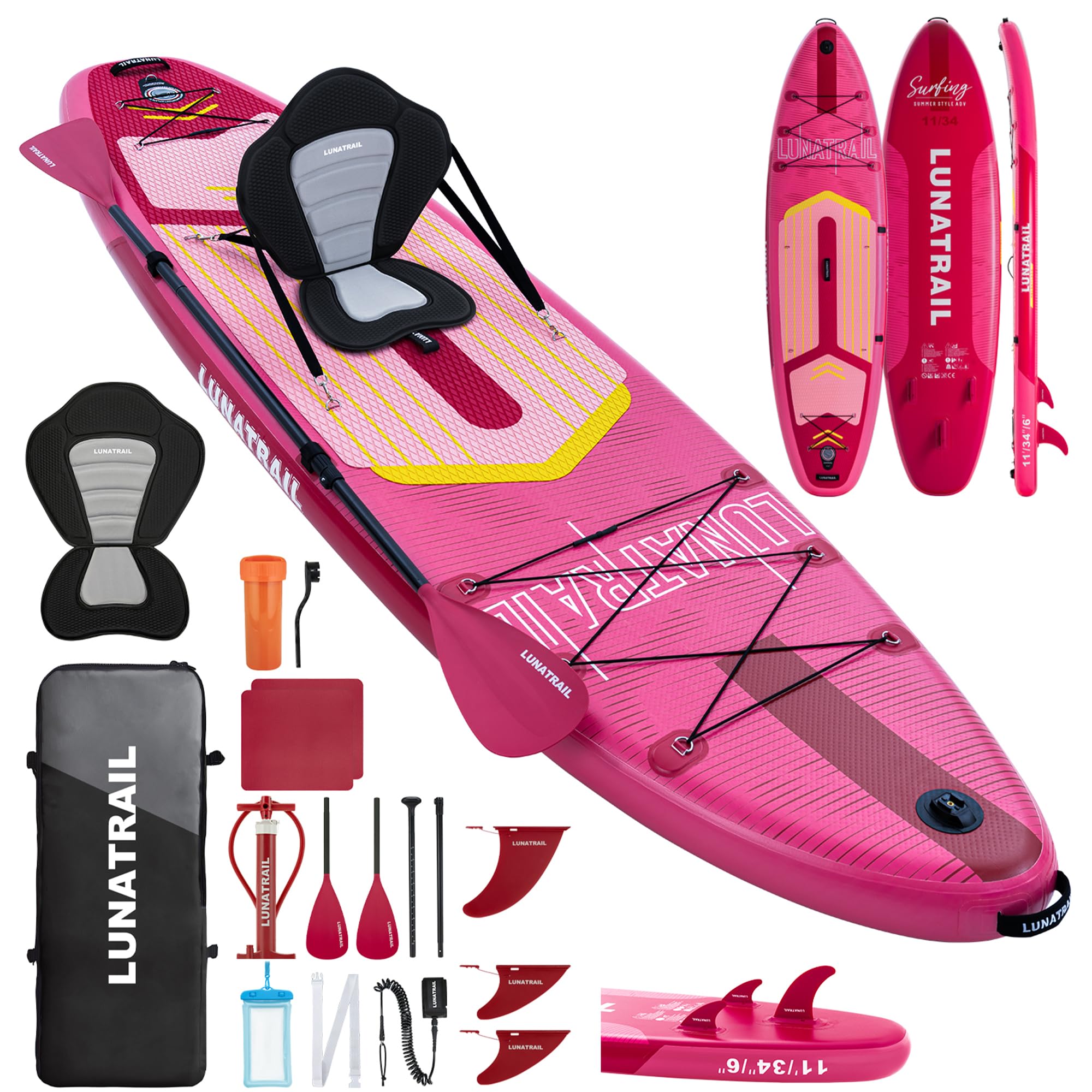 Photo 1 of ?11'×34"? Extra Long/Extra Wide Premium Inflatable Stand Up Paddle Board (SUP) – Portable & Lightweight for Yoga, Surfing, Family Fun | Complete Kit with Paddle, Pump, Bag | Durable Design (Pink)