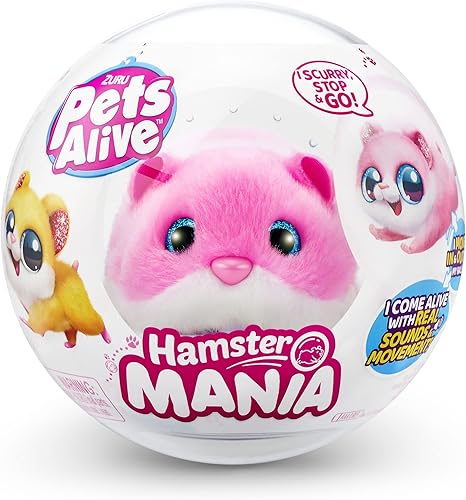Miniatura 2 de Pets Alive Hamstermania (rosa) por ZURU Hamster, mascota electrónica, más de 20 sonidos interactivos, juguete de pelota de hámster para niñas y niños