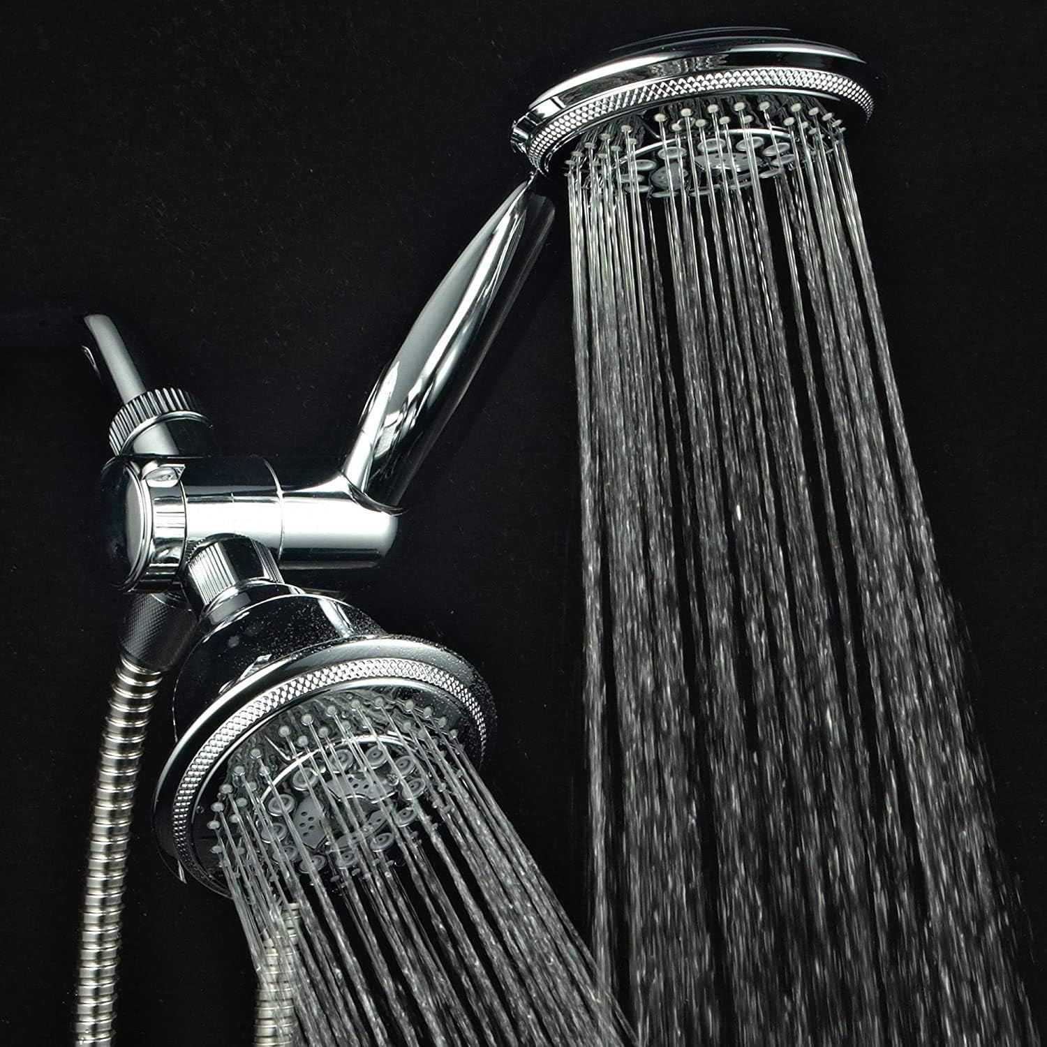 Wovier Multi-function Ultra-Luxury 3-way 2 in 1 Shower Head,Pressure 5 Spray Settings Handheld-Shower Combo,Extra Long Stretchable Stainless Steel Hose(1.5m) and Shower Handle Holder,Chrome Hand Held