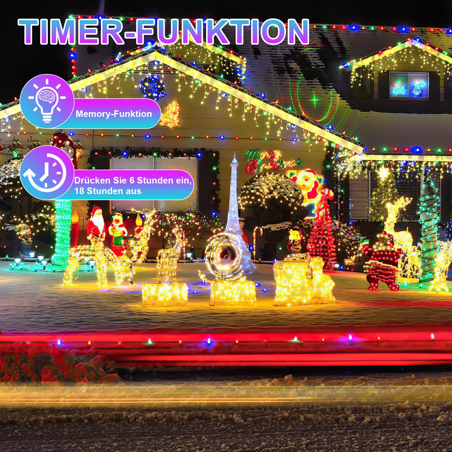 30m LED Lichtschlauch, 300LEDs Lichterschlauch, LED Lichterkette mit Dimmbar & Memory-Funktion für Innen Außen Deko, Party, Hochzeit, Balkon, Garten (Bunt, IP65), 2 Stück