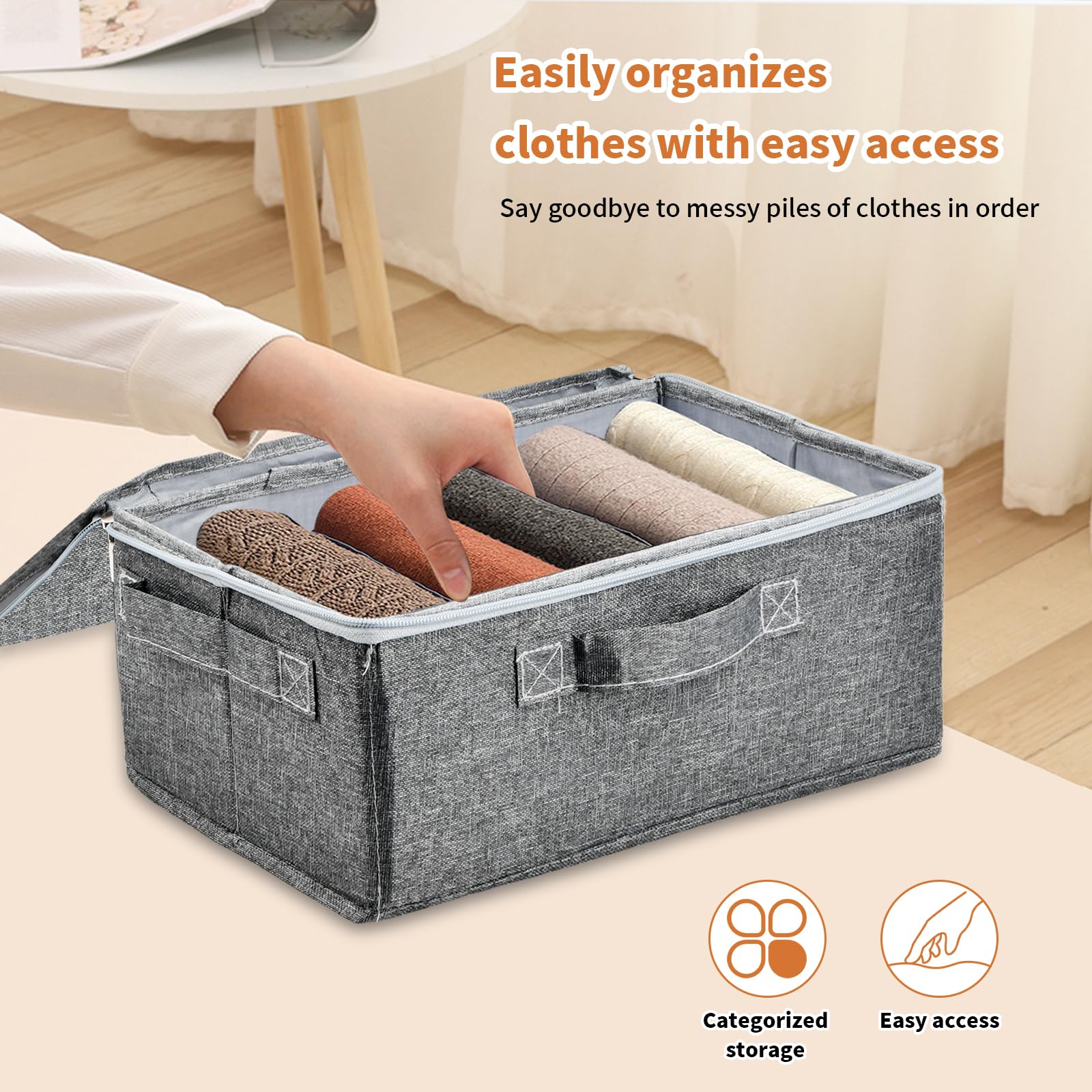 SONGMICSHOME Opvouwbare Stoffen Opbergdozen met Handgrepen, Set van 6, voor Planken en Kleding, Blauw | Opbergers voor thuis