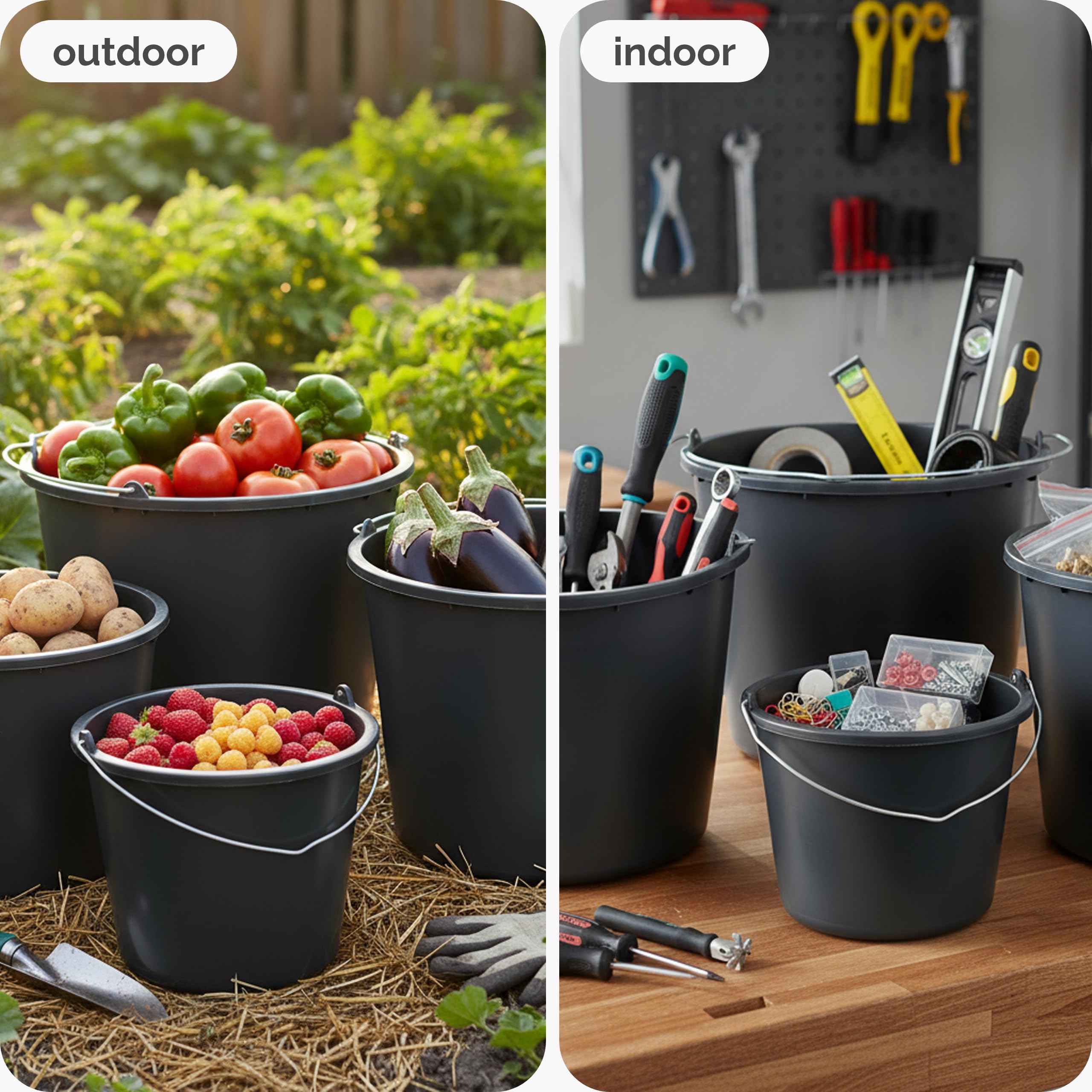 Garronda Secchio da Cantiere 10 Pezzi 20 L – robusto secchio plastica per malta in plastica riciclata con manico in metallo, mastello stabile da muratore per cantiere, giardino GD-0168