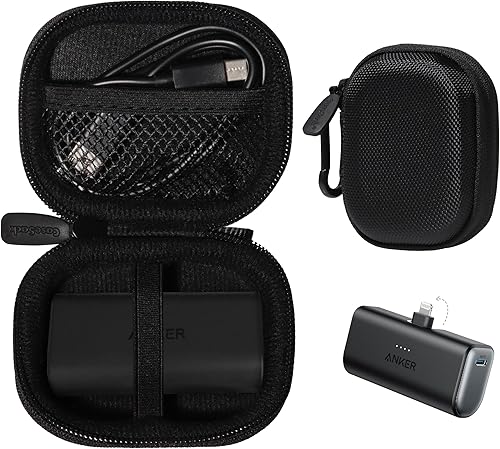 CaseSack Funda para cargador portátil Anker con conector Lightning incorporado (negro)