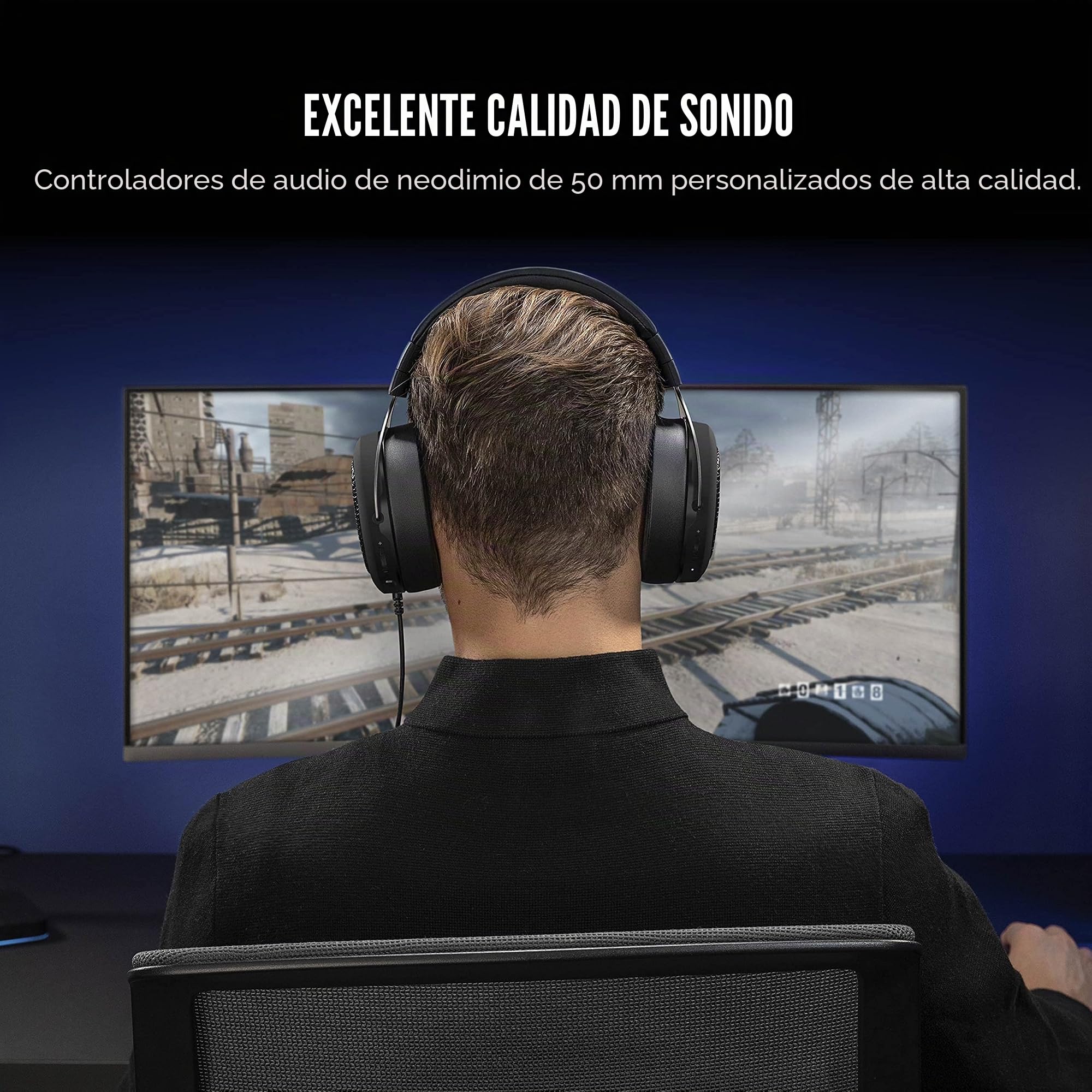 Corsair HS60 HAPTIC - Auriculares estéreo para Videojuegos con Graves hápticos, Carbono