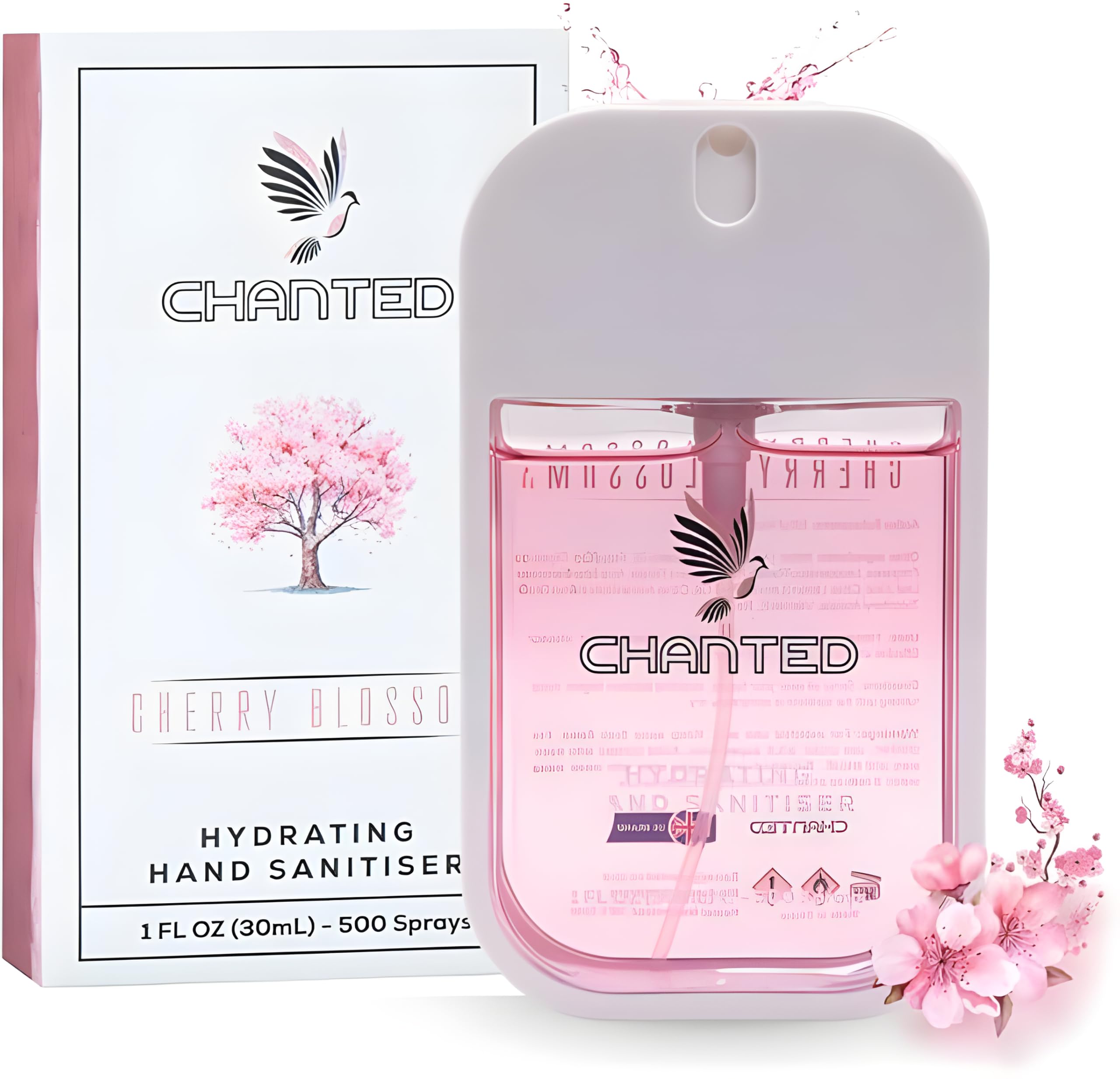 Chanted Mini Hydrating Hand Sanitiser Spray | Travel size 30ml (Cherry Blossom)