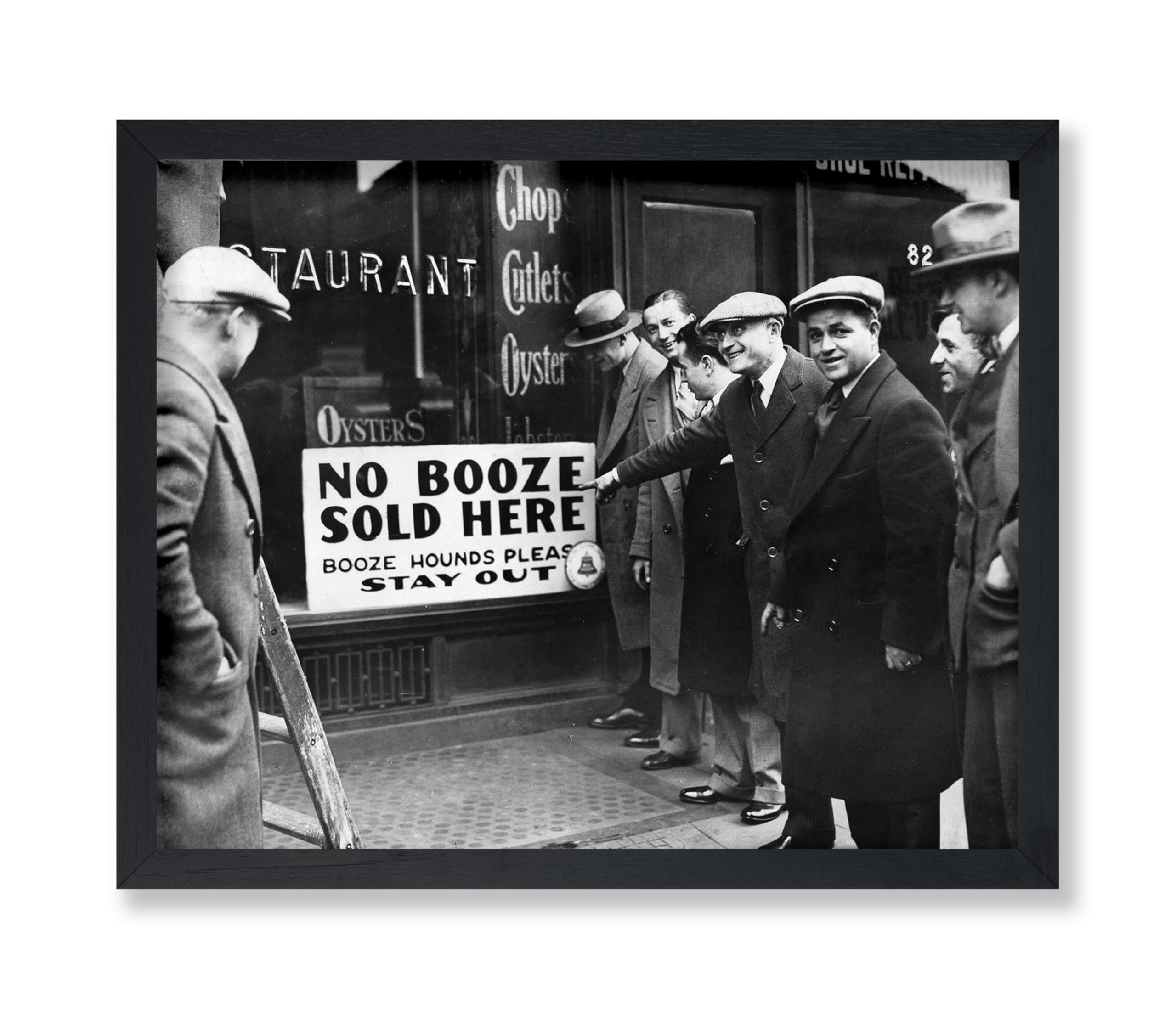 Poster Master No Booze Sold Here Print - Prohibition Poster - Gentlemen & Alcohol Art - Black & White Photography Wall Design - Great Bar or Restaurant Decor - 8x10 UNFRAMED Wall Art