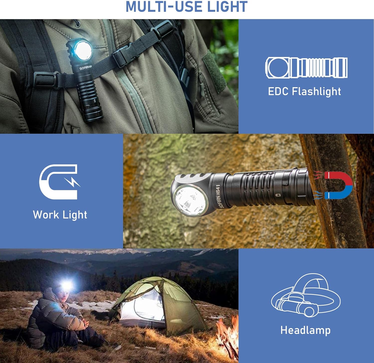 77outdoor [Bundle, 2PCS] Headlamp with Red Light & Sofirn HS41 4000 High Lumen Headlamp for Adults