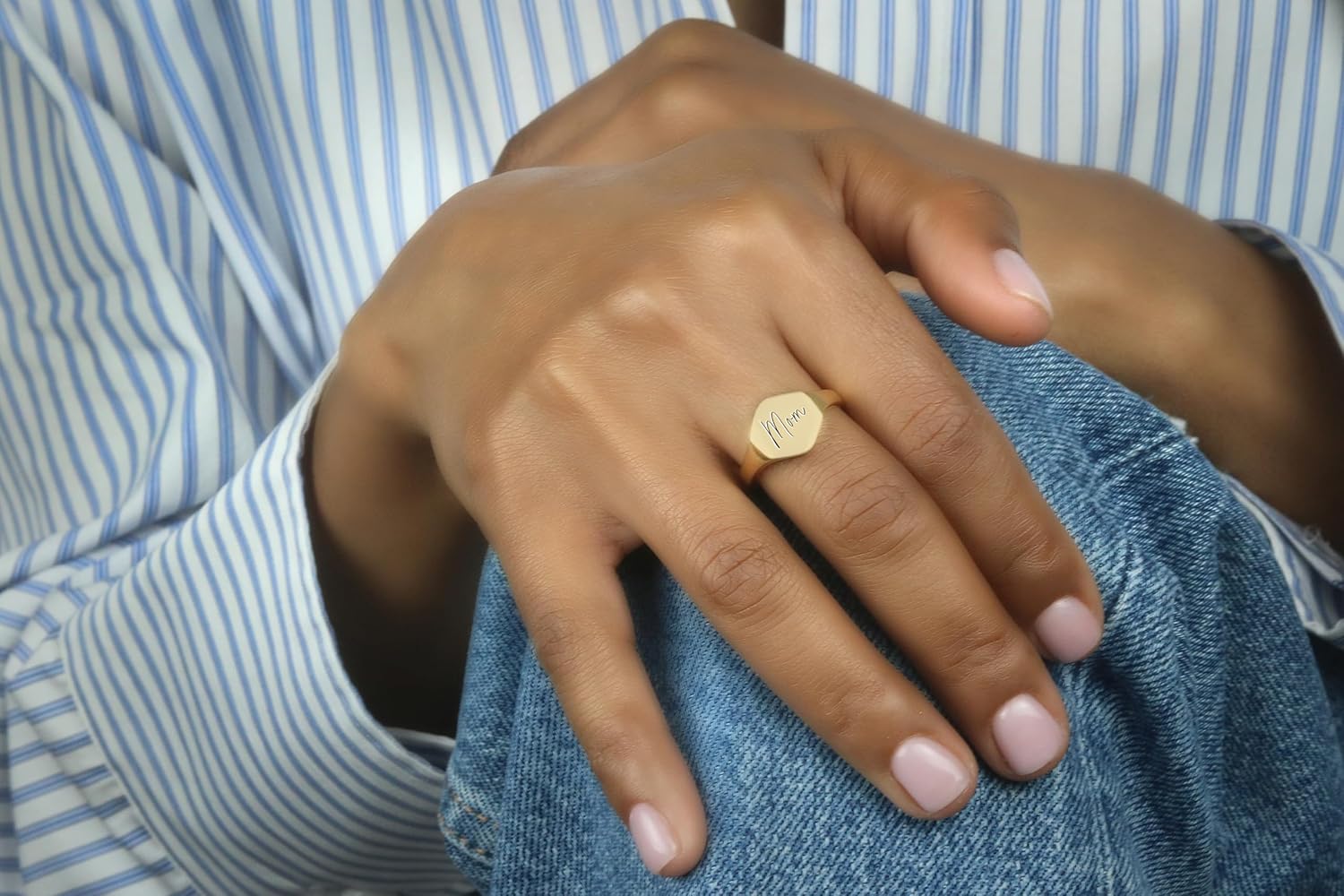 Handwritten Engraving Ring - Personalized Signet Jewelry - Gift for Mom