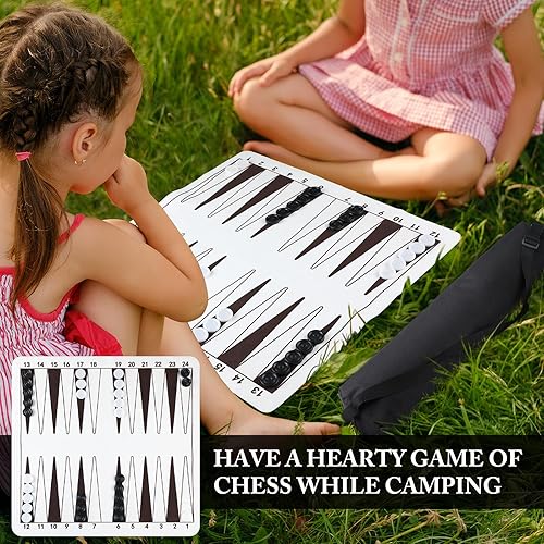 Miniatura 6 de Peryiter Juego de mesa portátil de 20 pulgadas, juego de mesa de ajedrez 3 en 1, juego de mesa de ajedrez enrollable, alfombrilla gruesa para ratón,