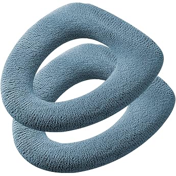 2 Pack Thicker Bathroom Toilet Seat Covers - Soft Thicker Warmer Stretchy Washable Fabric Toilet Seat Covers Easy Installation Comfortable Toilet Lid Seat Covers