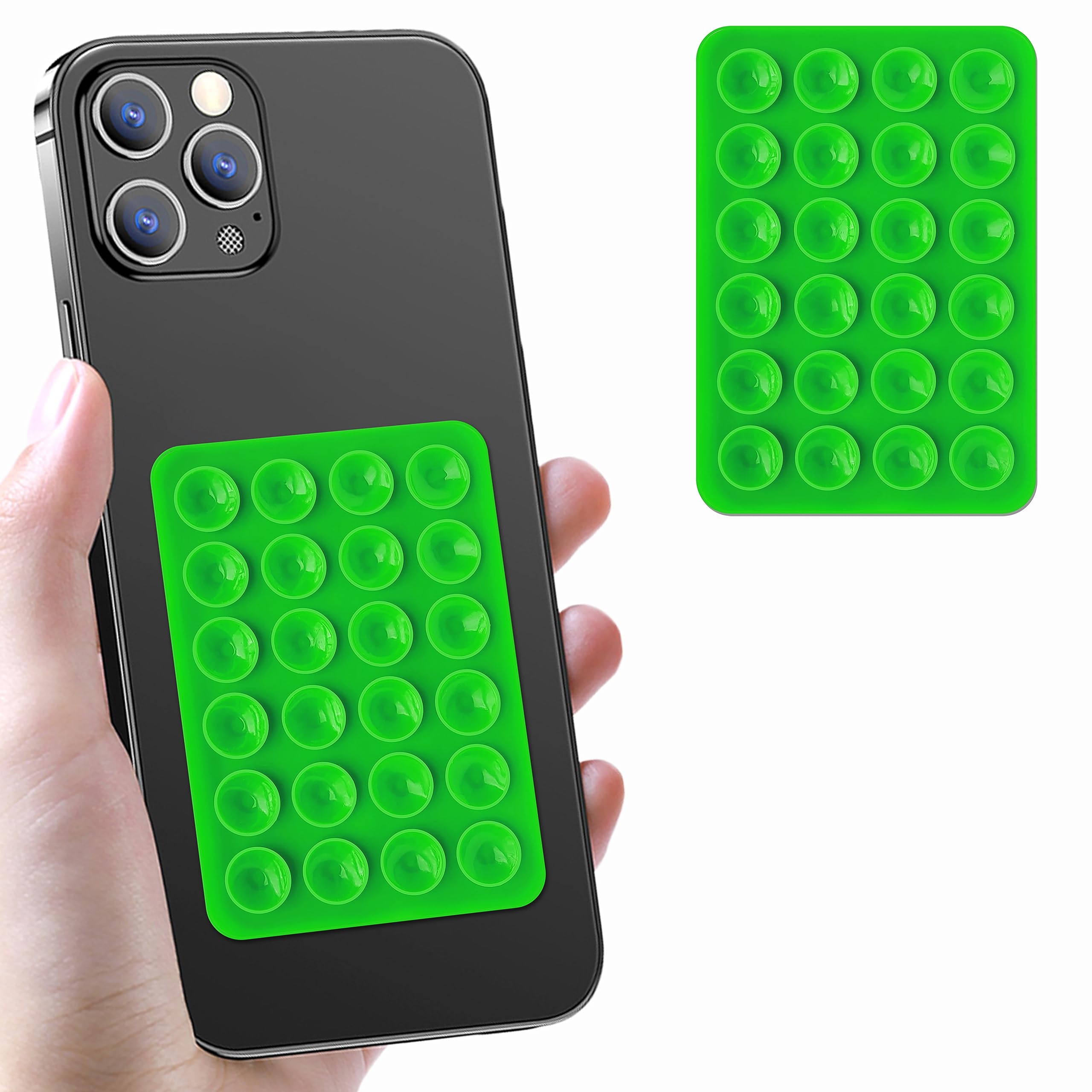 GreenGrip - Multipurpose Silicone Suction Phone Case Mount, Hands-Free Phone Holder 2-Pack by Gecko Travel Tech (GREEN)