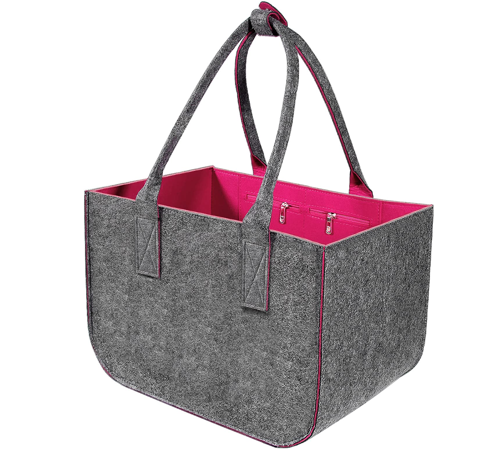 Felt Bag Shopping Bag Felt Bags Shopper Shopping Bag Foldable Large Carry Bag Shopping Bag Sturdy Handle with Closure Shopping Basket with Inner Pocket Felt Bag for Shopping Firewood