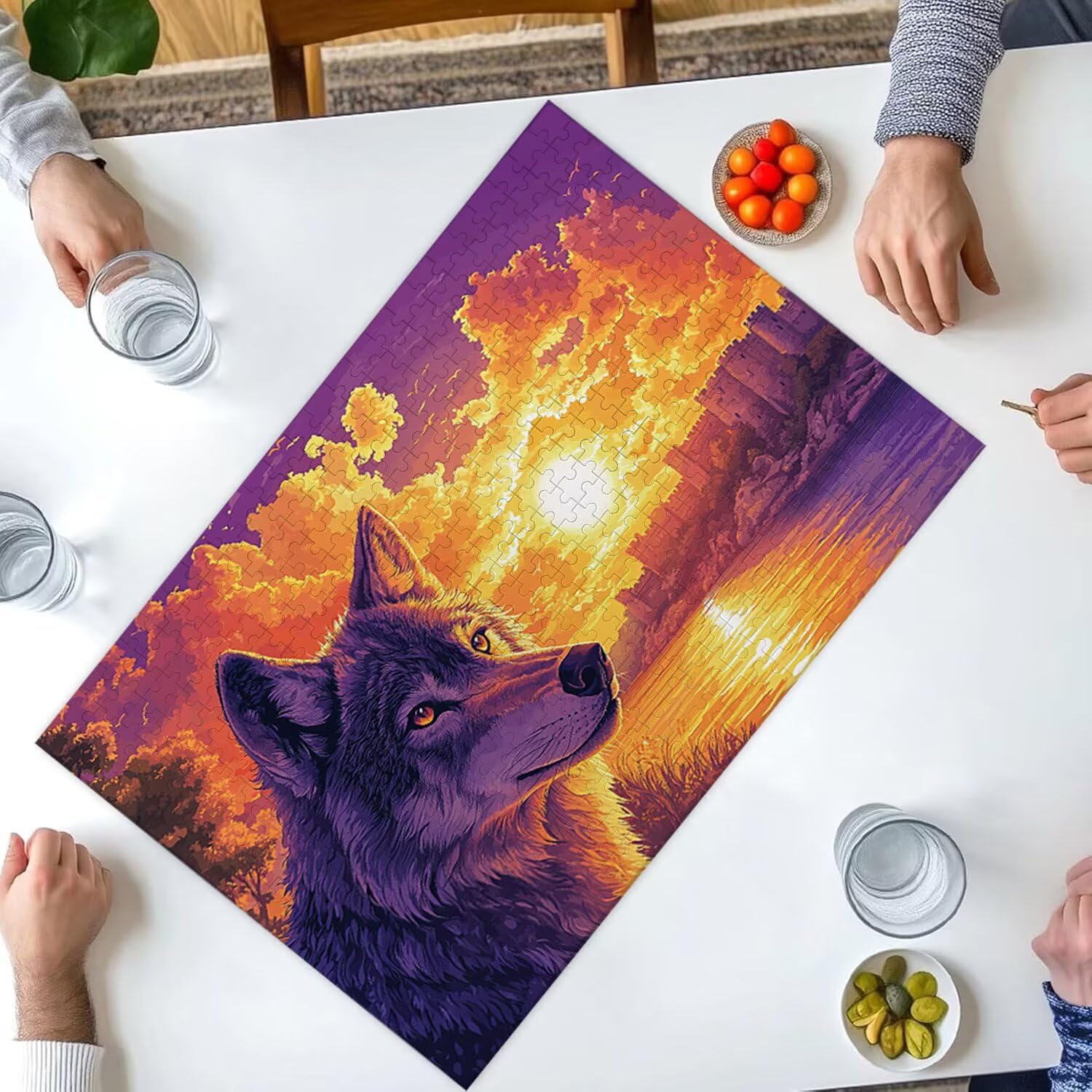 4000 sztuk puzzli, wilk zachód słońca4000 sztuk puzzli dla dorosłych, prezent rocznicowy, prezent świąteczny, dekoracja domu, zapobieganie degeneracji mózgu u osób starszych v-842