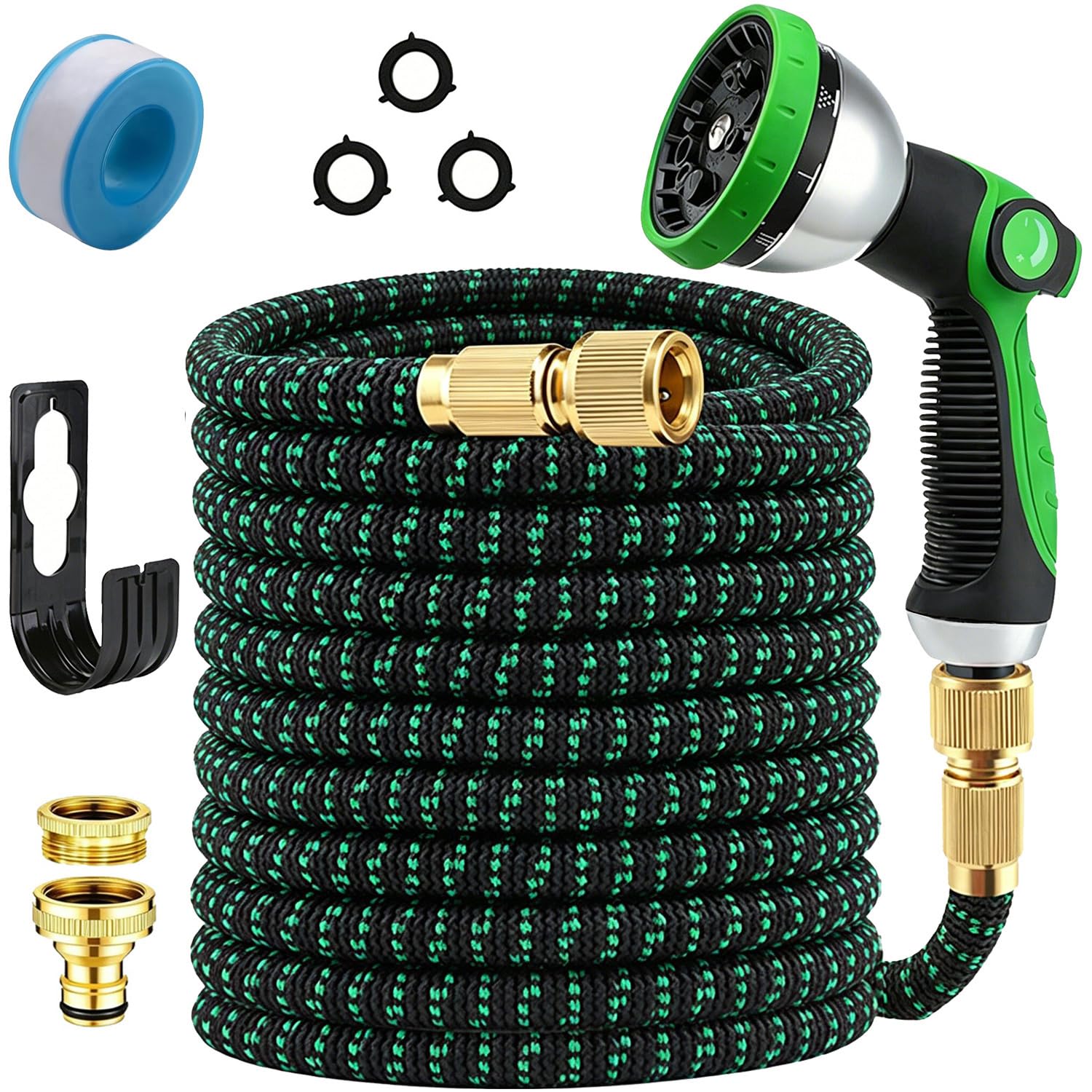 Tuyau arrosage extensible 25 pieds/7.5m, joints pour tuyaux d'arrosage, tuyaux d'arrosage extensibles Tuyau d’Eau 1/2'' et 3/4'' Raccords avec 10 buses multifonctions, stockage facile de