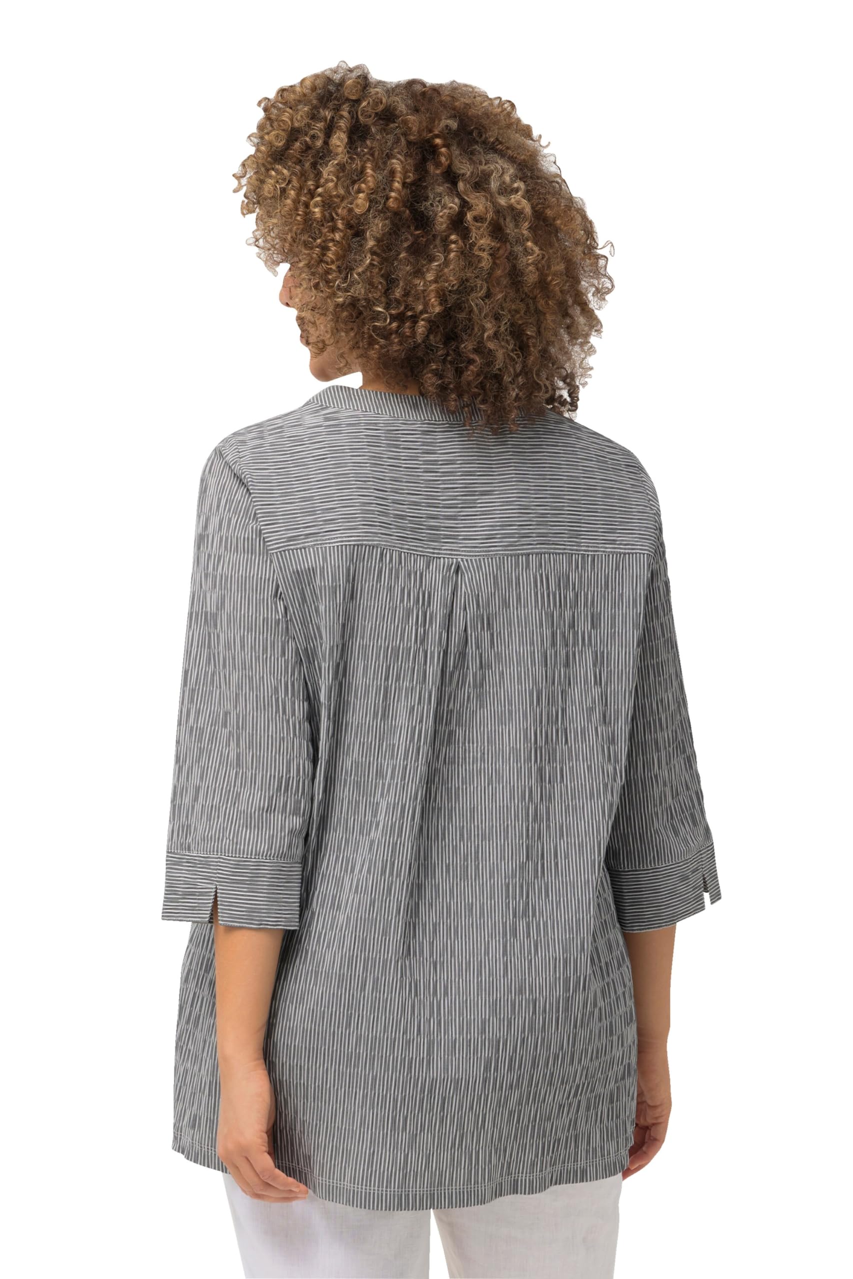 Ulla Popken Femme Grandes Tailles Tunique, Rayures, Structure crépon 797456