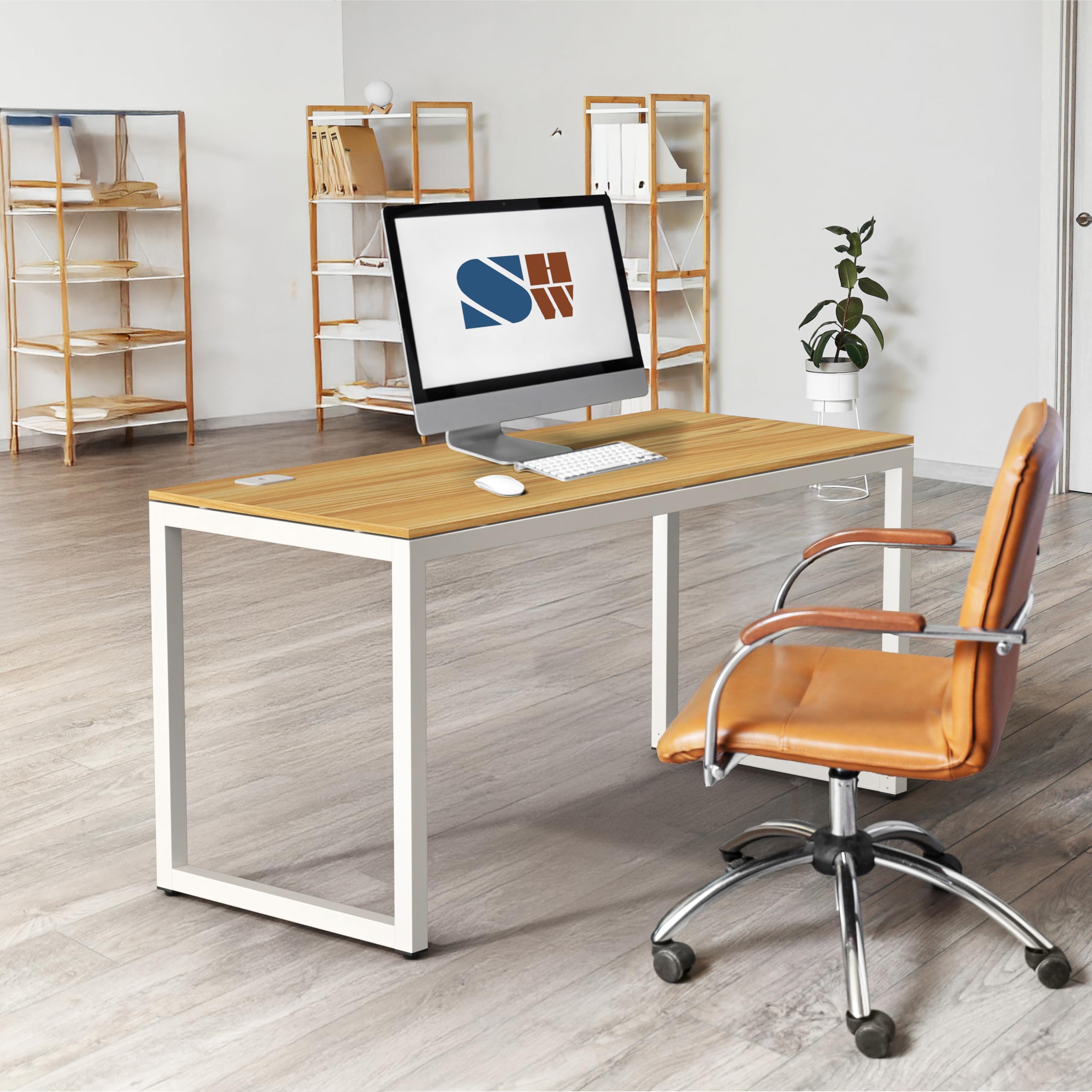 Amazon | SHW 48インチ 業務用オフィスパソコンデスク オーク | 机